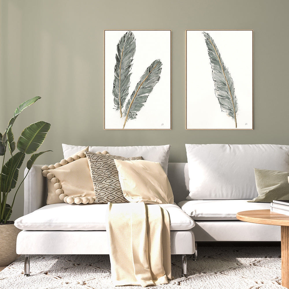 wall-art-print-canvas-poster-framed-Gold Feathers, Style A & B, Set Of 2 , By Lisa Audit-GIOIA-WALL-ART