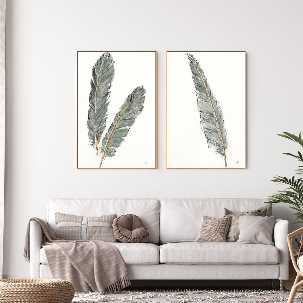 wall-art-print-canvas-poster-framed-Gold Feathers, Style A & B, Set Of 2 , By Lisa Audit-GIOIA-WALL-ART