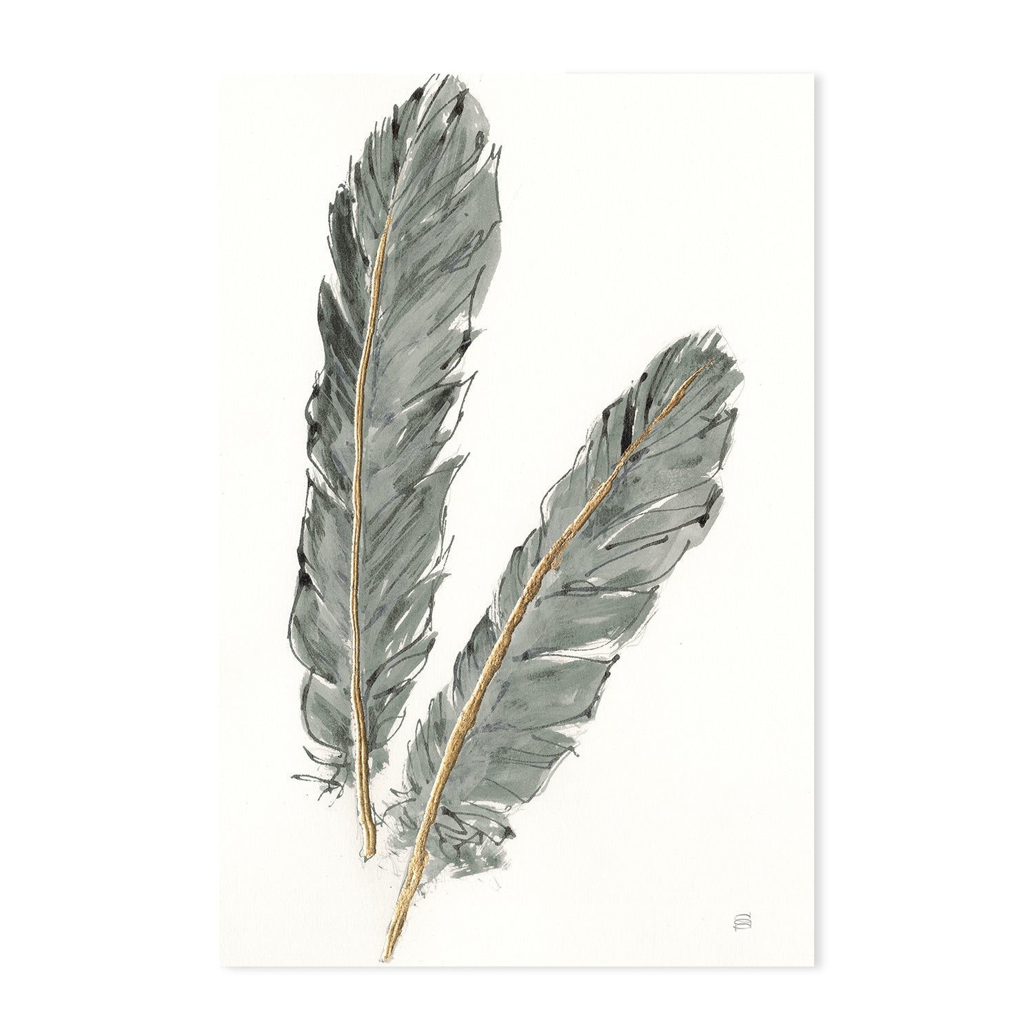 wall-art-print-canvas-poster-framed-Gold Feathers, Style A & B, Set Of 2 , By Lisa Audit-GIOIA-WALL-ART