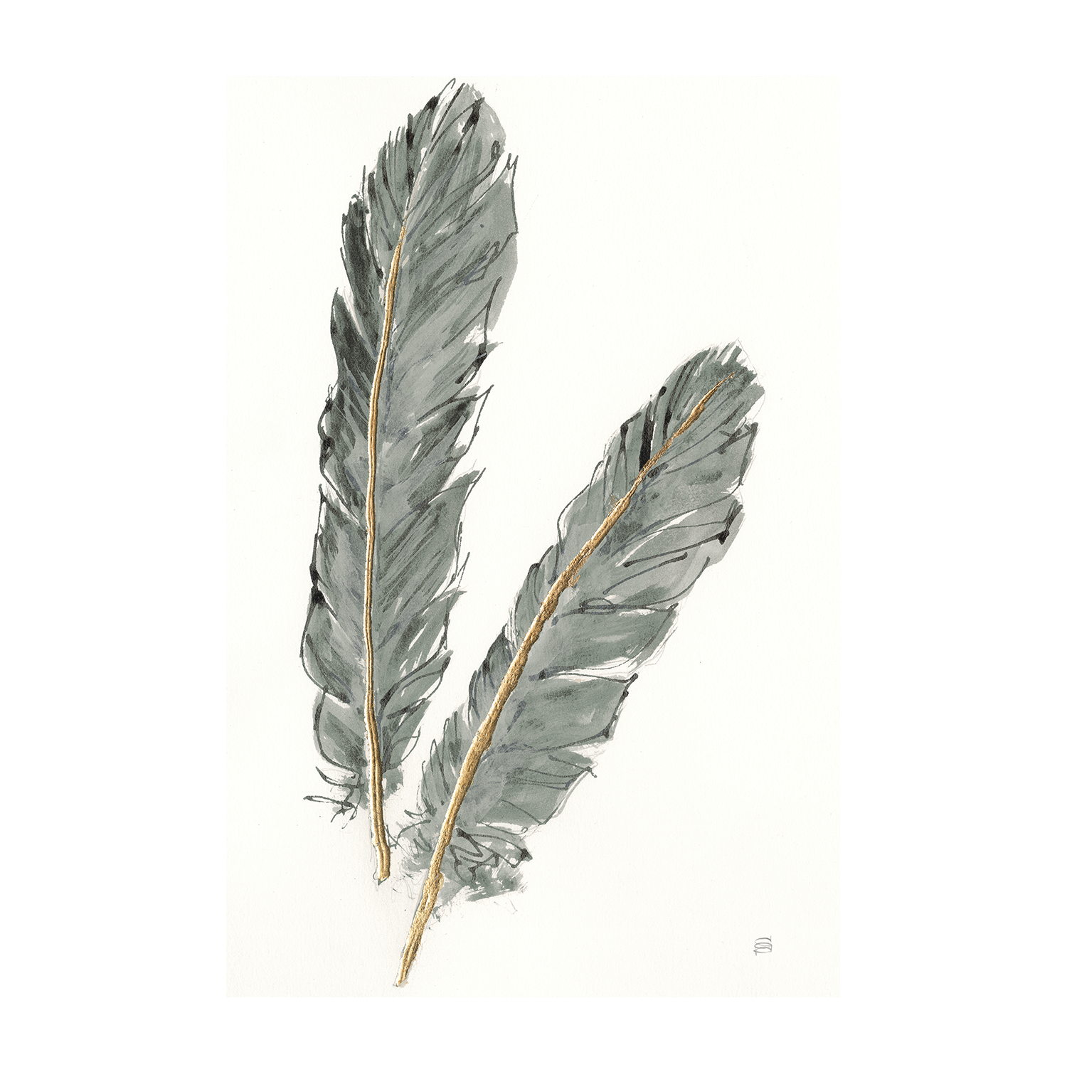 wall-art-print-canvas-poster-framed-Gold Feathers, Style A , By Lisa Audit-GIOIA-WALL-ART