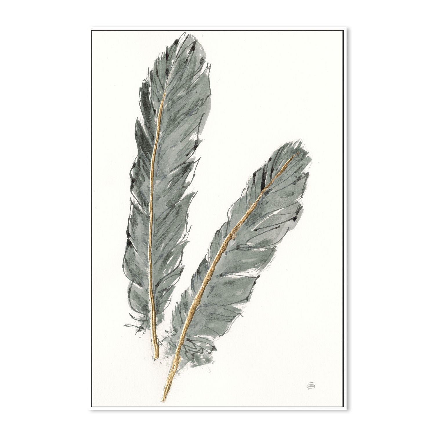 wall-art-print-canvas-poster-framed-Gold Feathers, Style A , By Lisa Audit-GIOIA-WALL-ART