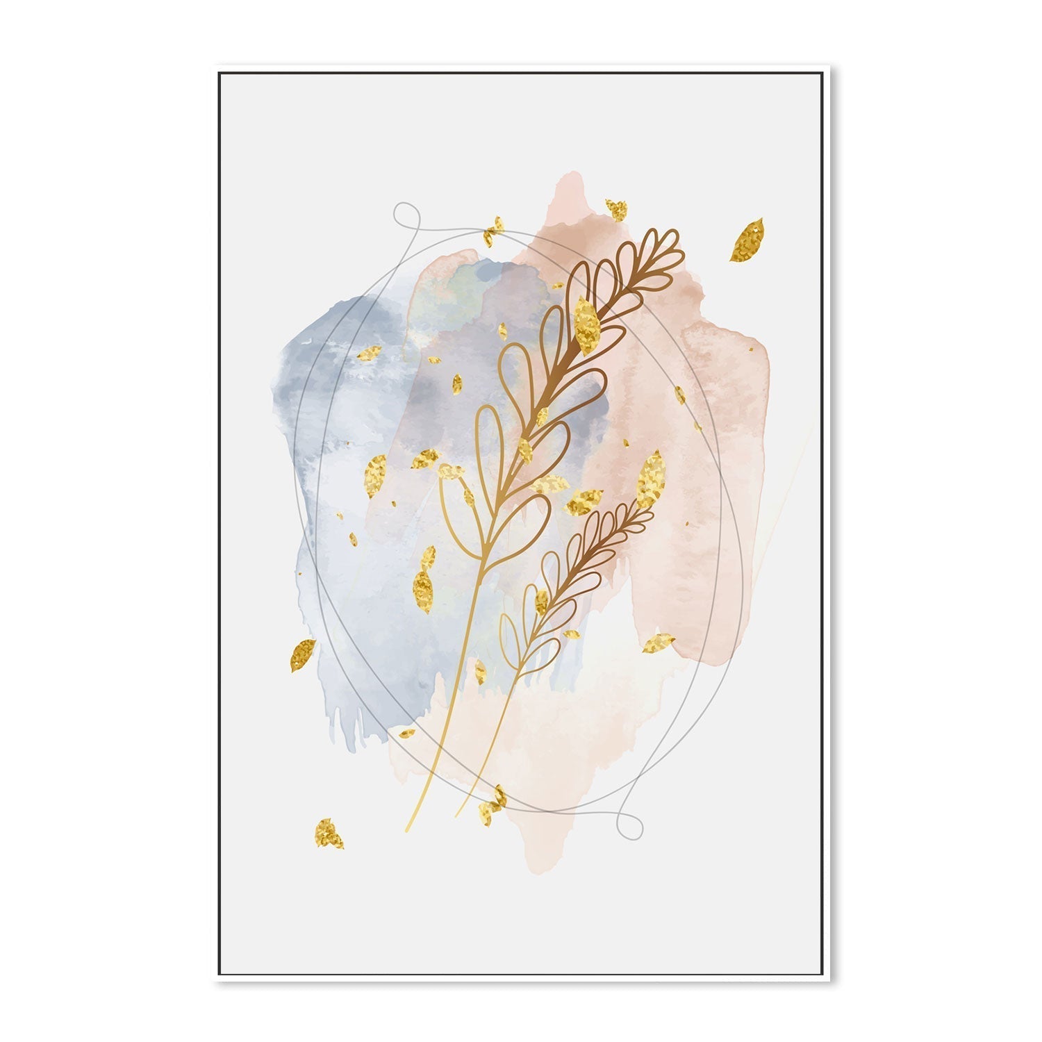wall-art-print-canvas-poster-framed-Gold Leaf Pastel Abstract, Style A-GIOIA-WALL-ART