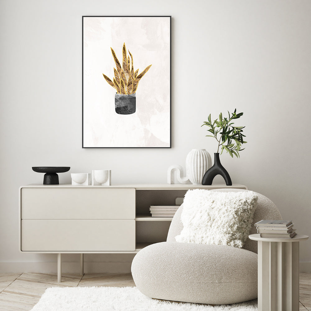wall-art-print-canvas-poster-framed-Gold Snake Plant , By Sarah Manovski-GIOIA-WALL-ART
