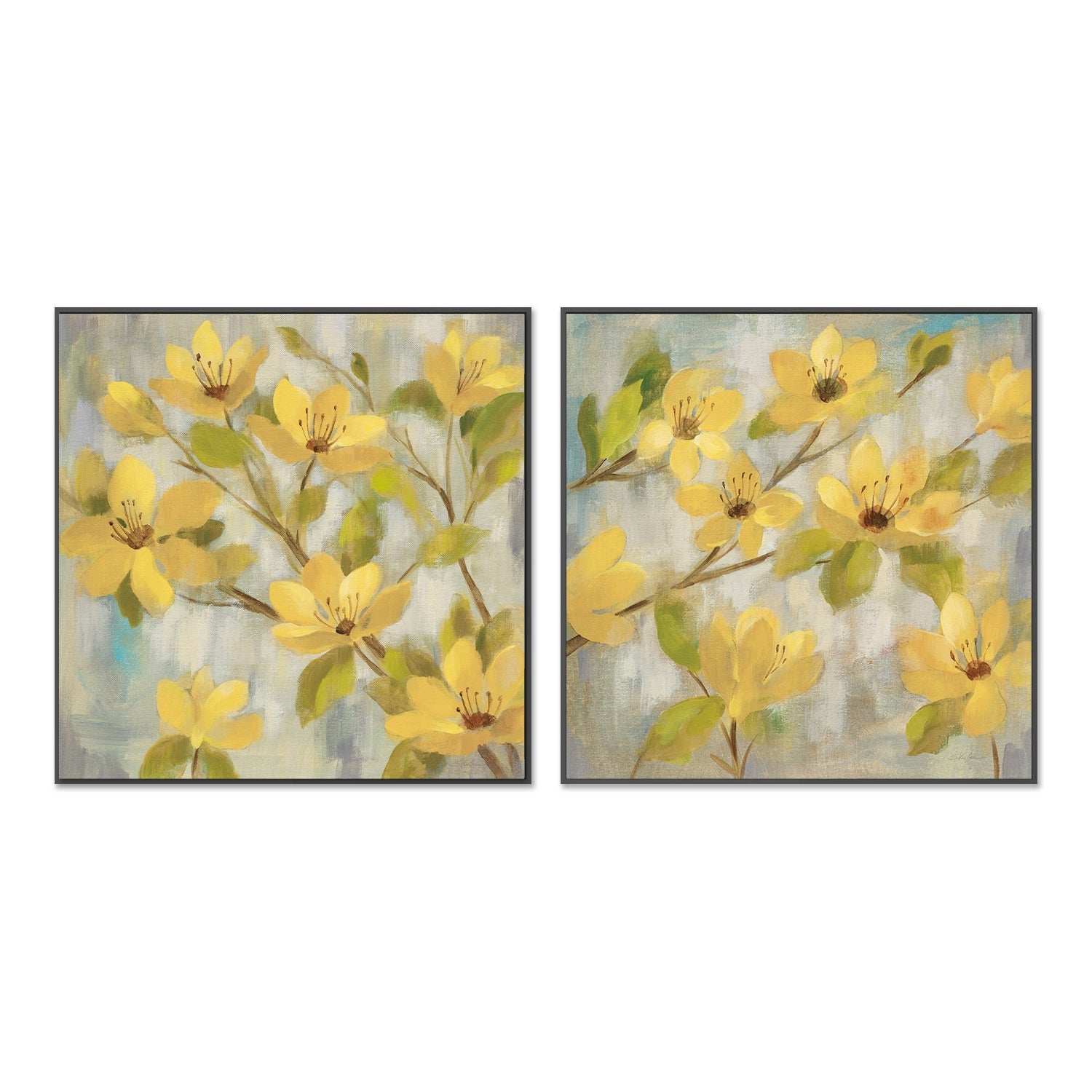wall-art-print-canvas-poster-framed-Golden Bloom, Set Of 2-by-Silvia Vassileva-Gioia Wall Art
