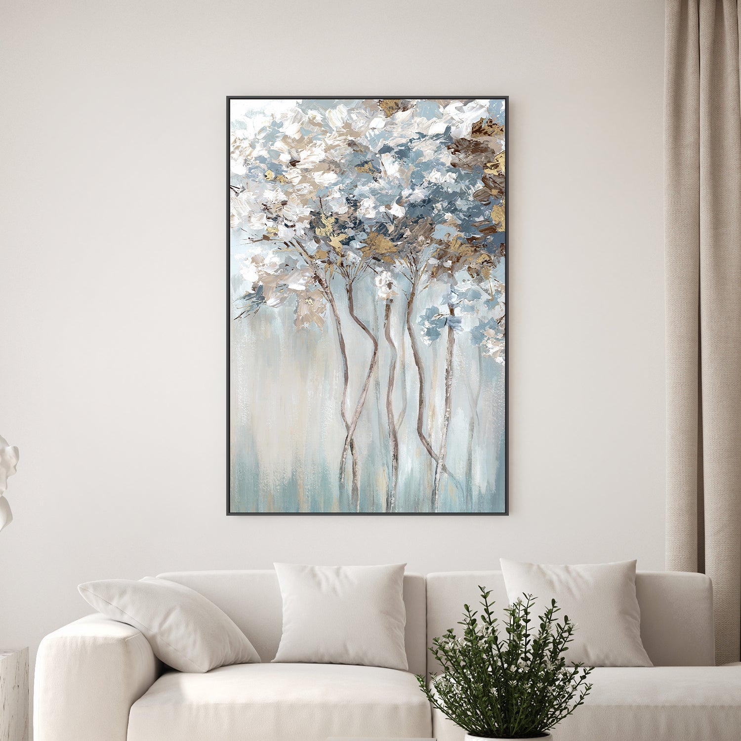 wall-art-print-canvas-poster-framed-Golden Blue Forest-2