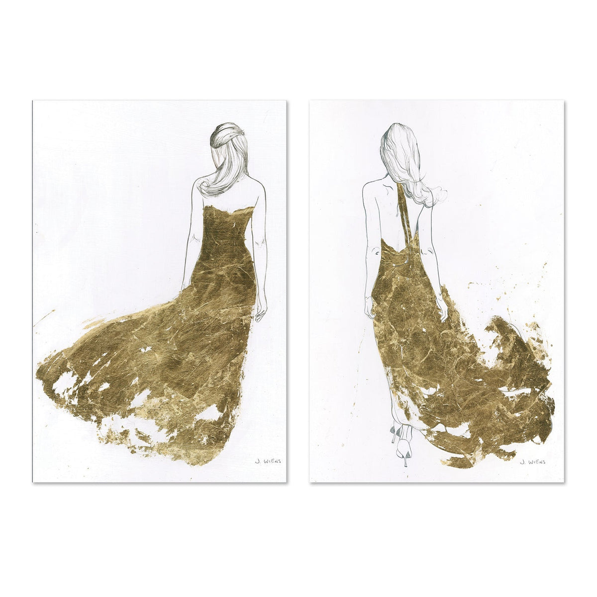 wall-art-print-canvas-poster-framed-Golden Dress, set of 2-by-James Wiens-Gioia Wall Art