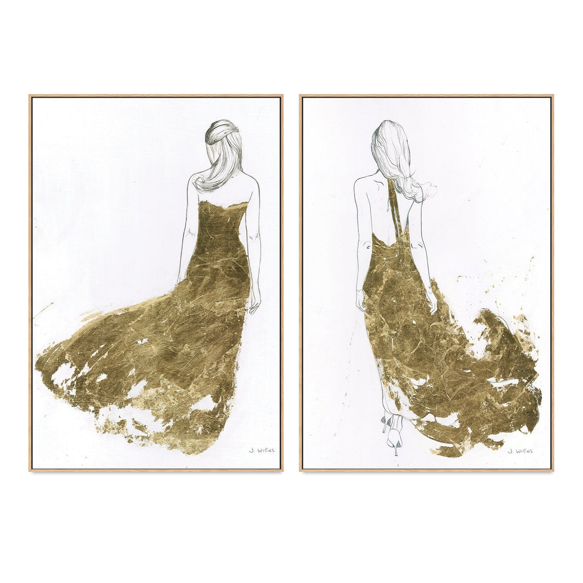 wall-art-print-canvas-poster-framed-Golden Dress, set of 2-by-James Wiens-Gioia Wall Art