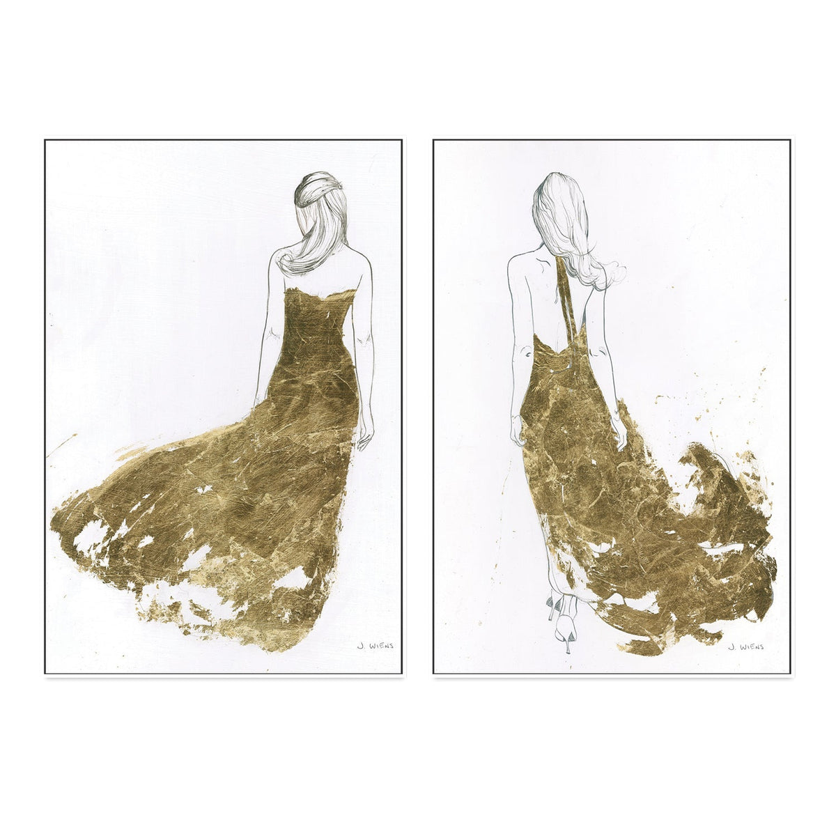 wall-art-print-canvas-poster-framed-Golden Dress, set of 2-by-James Wiens-Gioia Wall Art