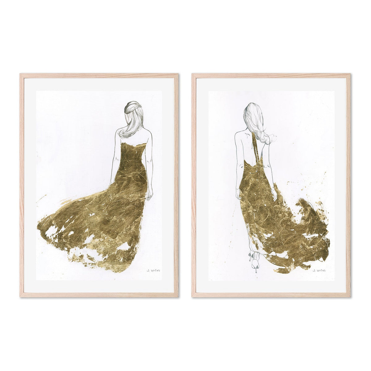 wall-art-print-canvas-poster-framed-Golden Dress, set of 2-by-James Wiens-Gioia Wall Art