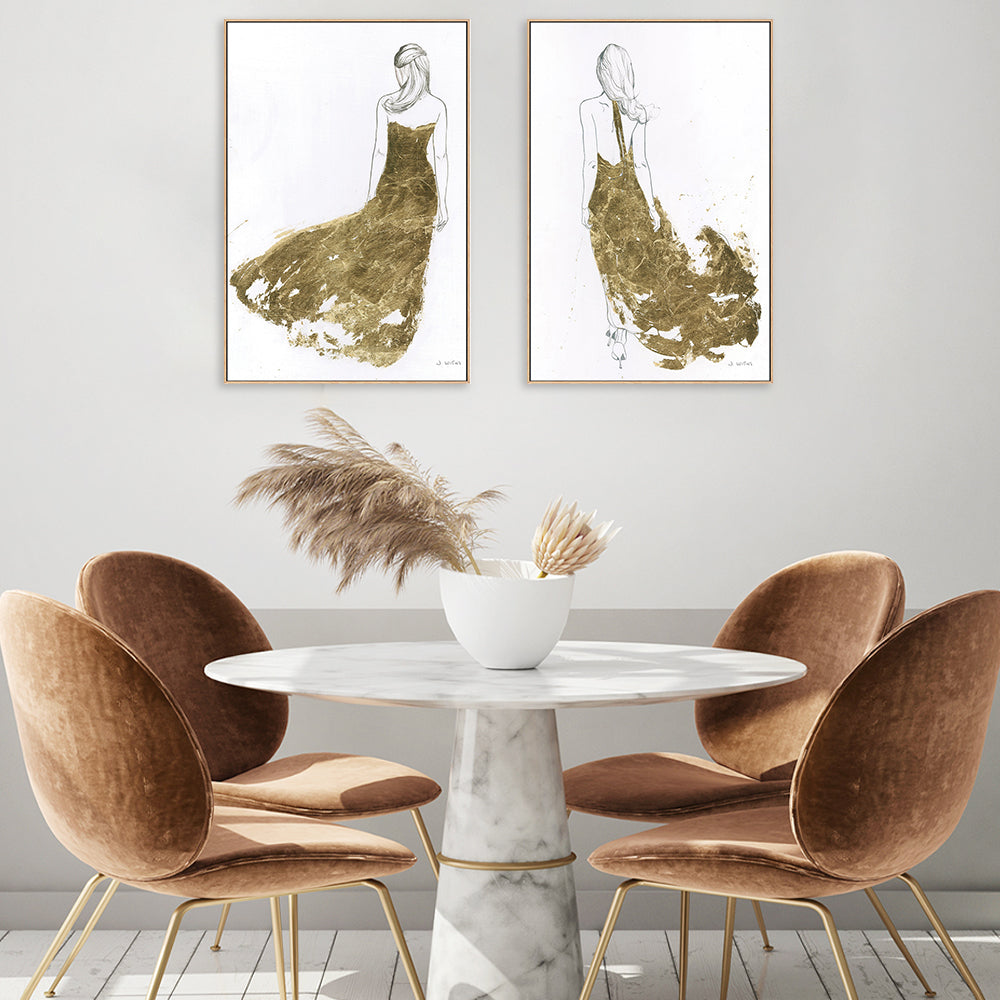 wall-art-print-canvas-poster-framed-Golden Dress, set of 2-by-James Wiens-Gioia Wall Art
