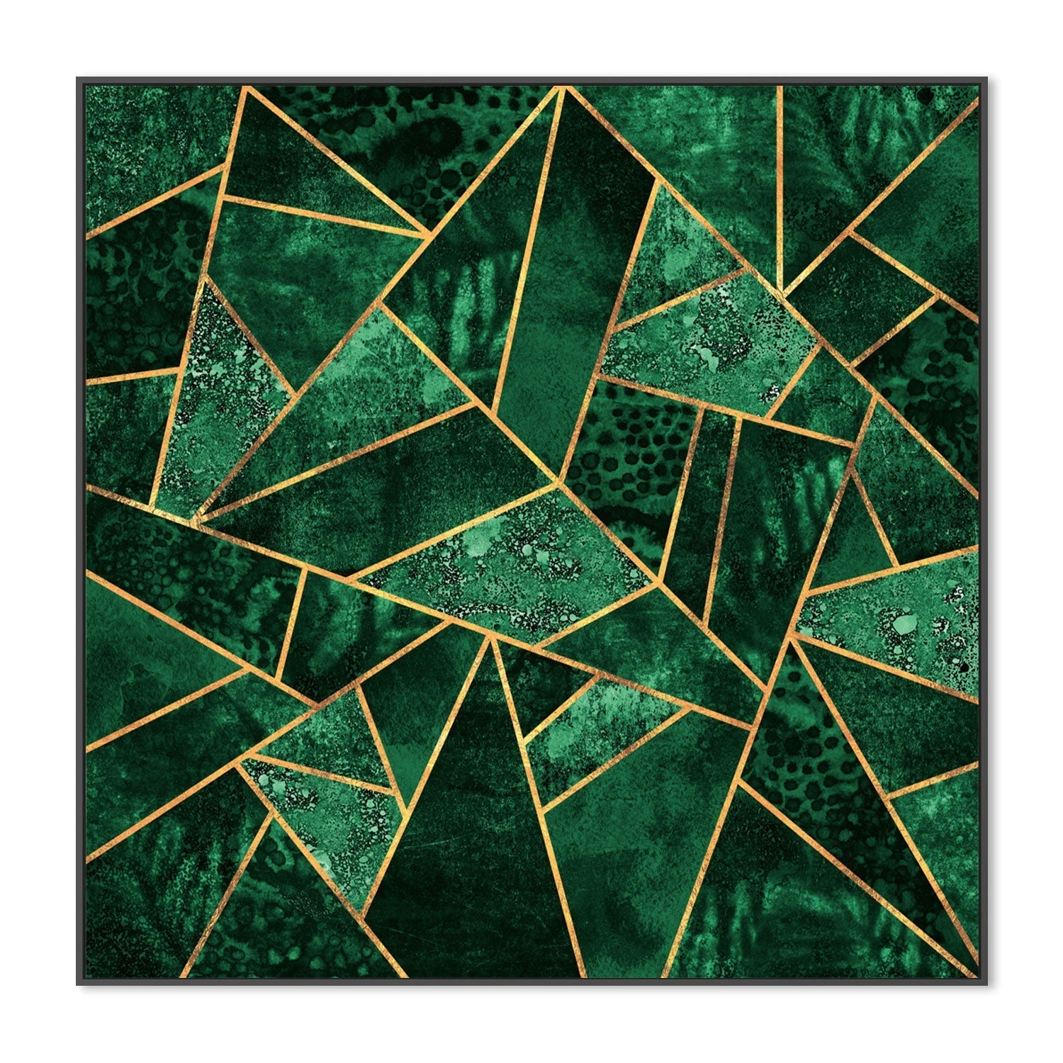 wall-art-print-canvas-poster-framed-Golden Emerald Geometric Design-GIOIA-WALL-ART
