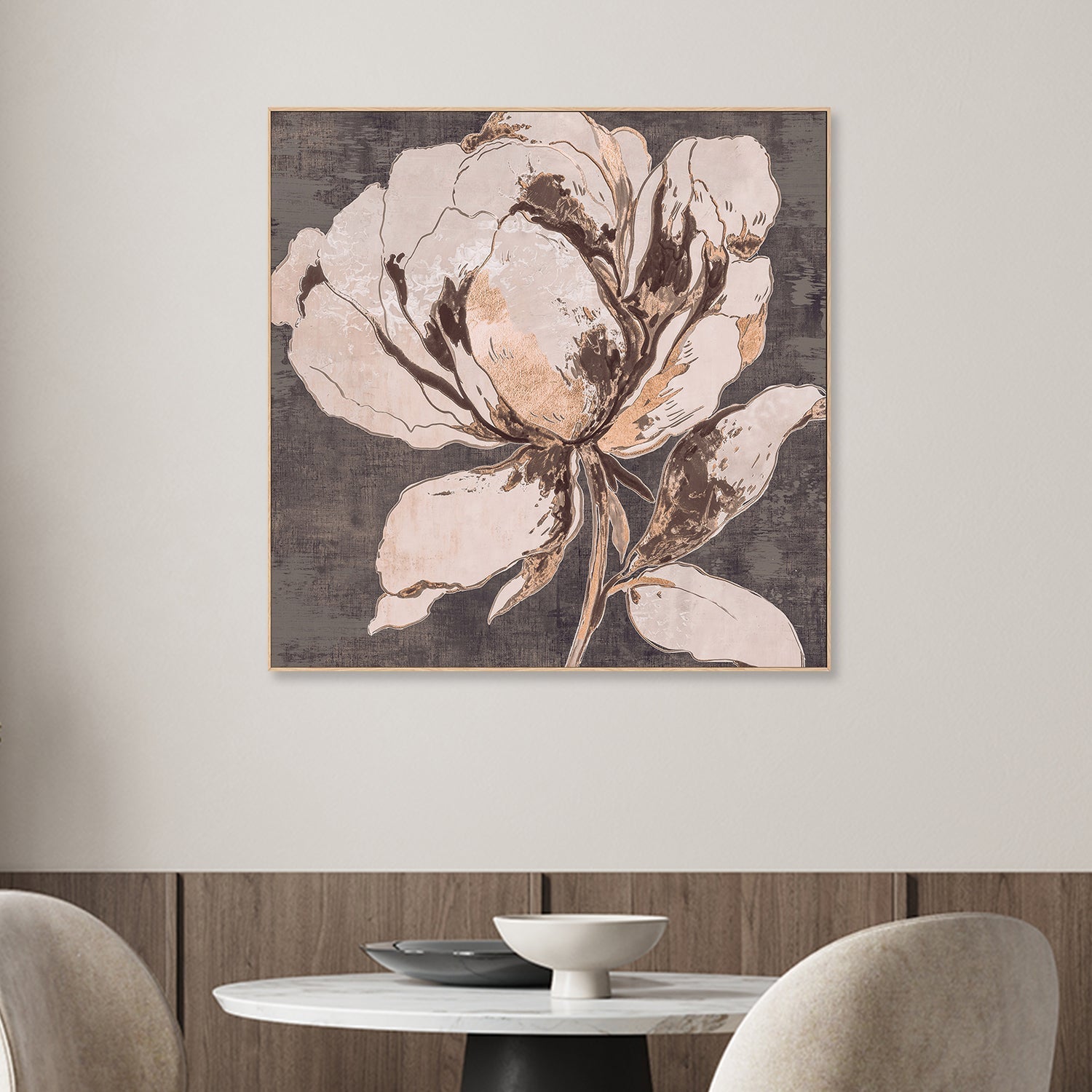 wall-art-print-canvas-poster-framed-Golden Flower, Brown Tone, Style B , By Asia Jensen-2