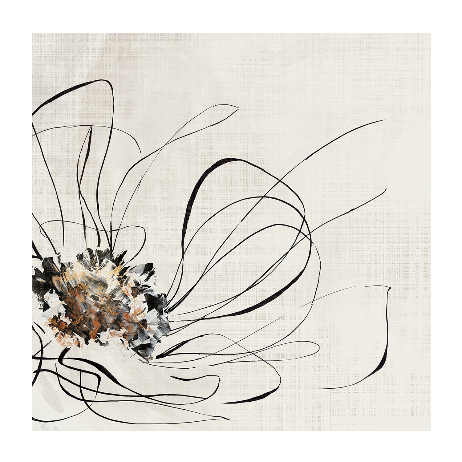 wall-art-print-canvas-poster-framed-Golden Flower Lines, Style A , By Alex Black-1