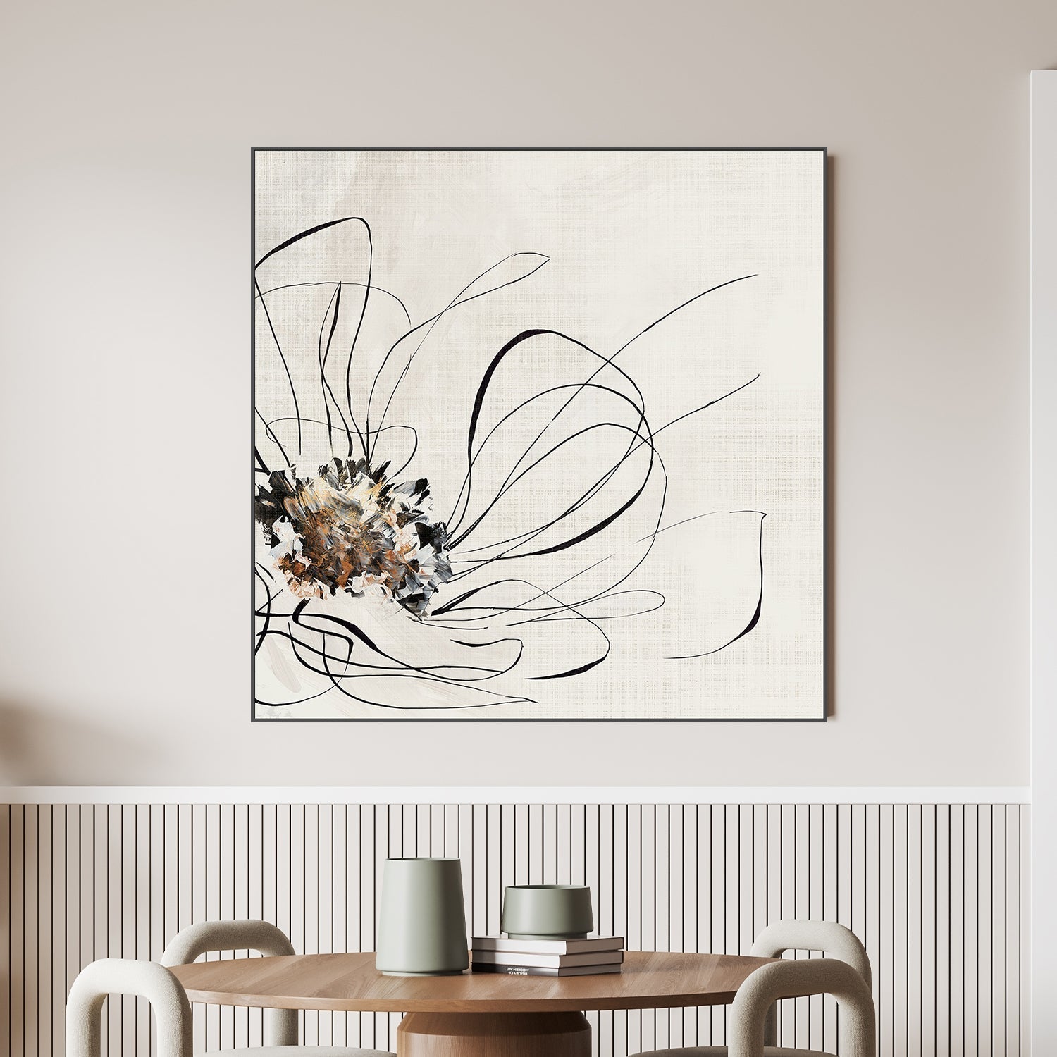 wall-art-print-canvas-poster-framed-Golden Flower Lines, Style A , By Alex Black-2