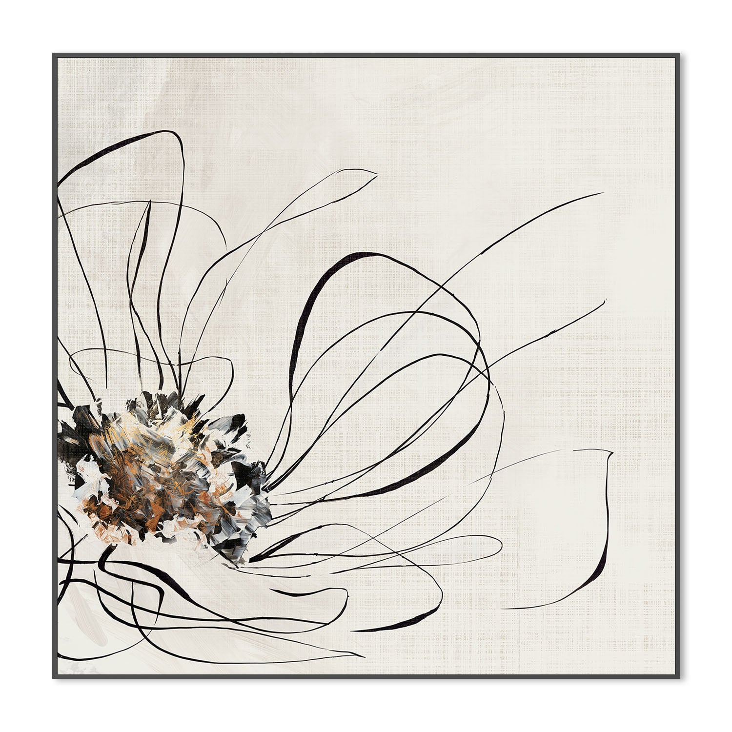 wall-art-print-canvas-poster-framed-Golden Flower Lines, Style A , By Alex Black-3