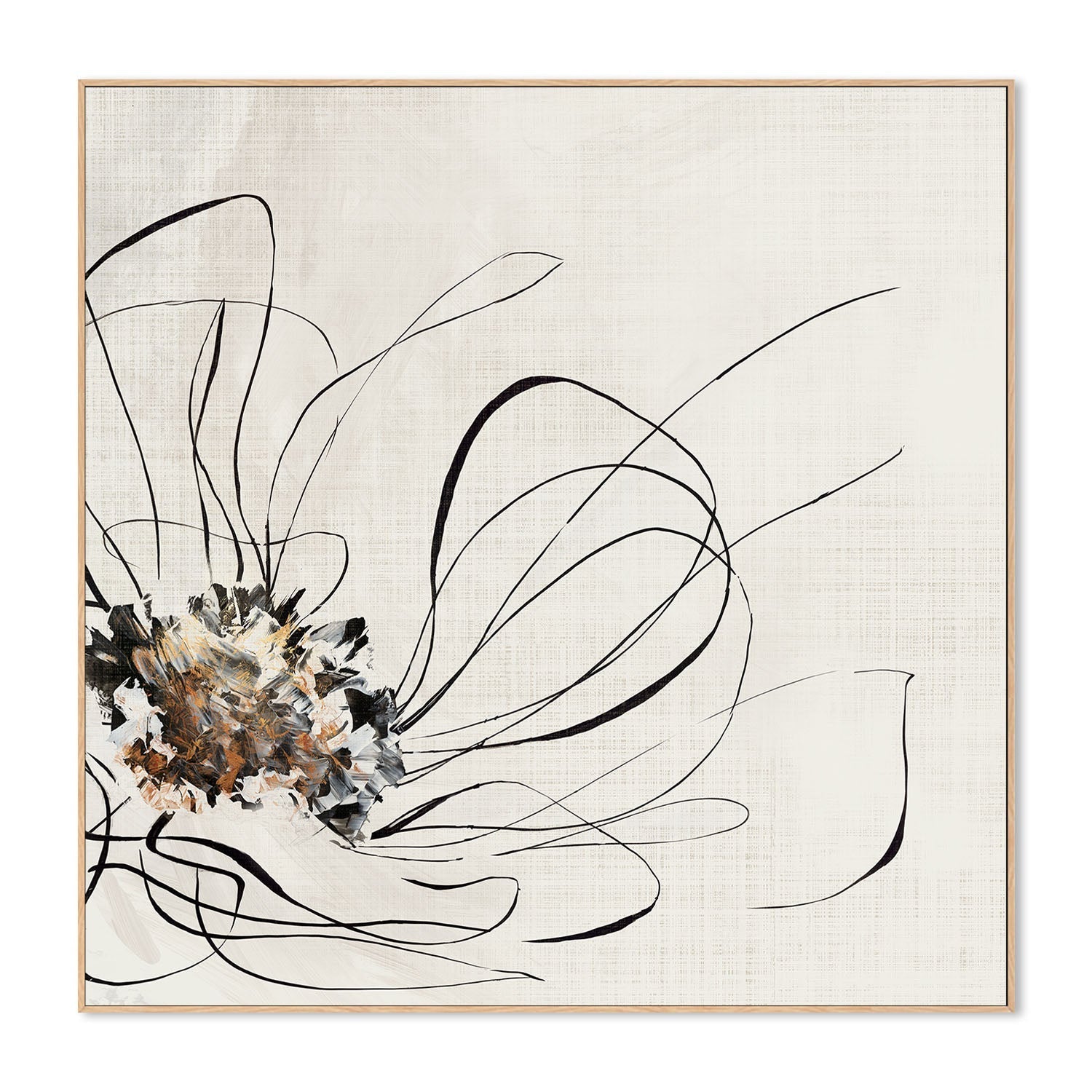 wall-art-print-canvas-poster-framed-Golden Flower Lines, Style A , By Alex Black-4