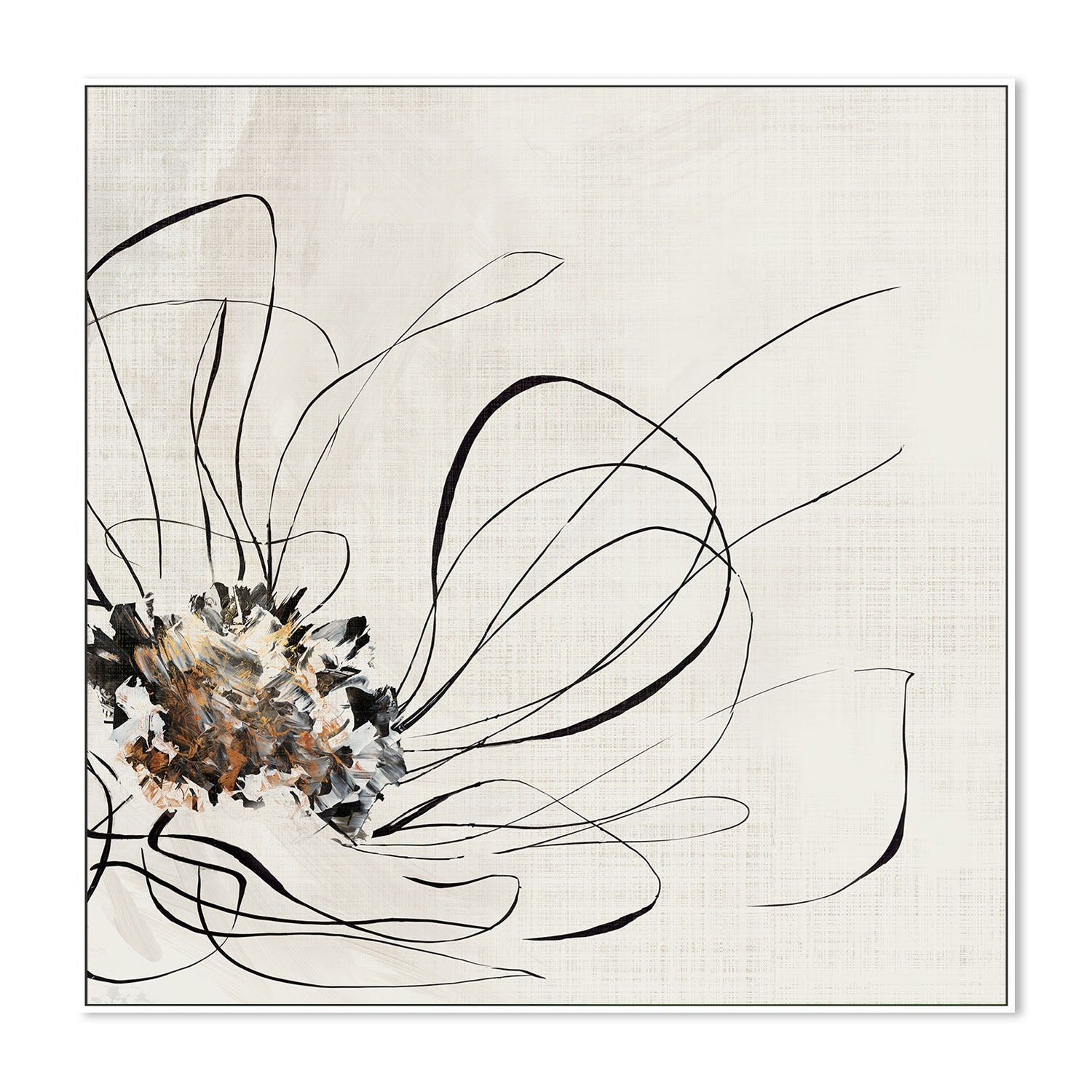 wall-art-print-canvas-poster-framed-Golden Flower Lines, Style A , By Alex Black-5