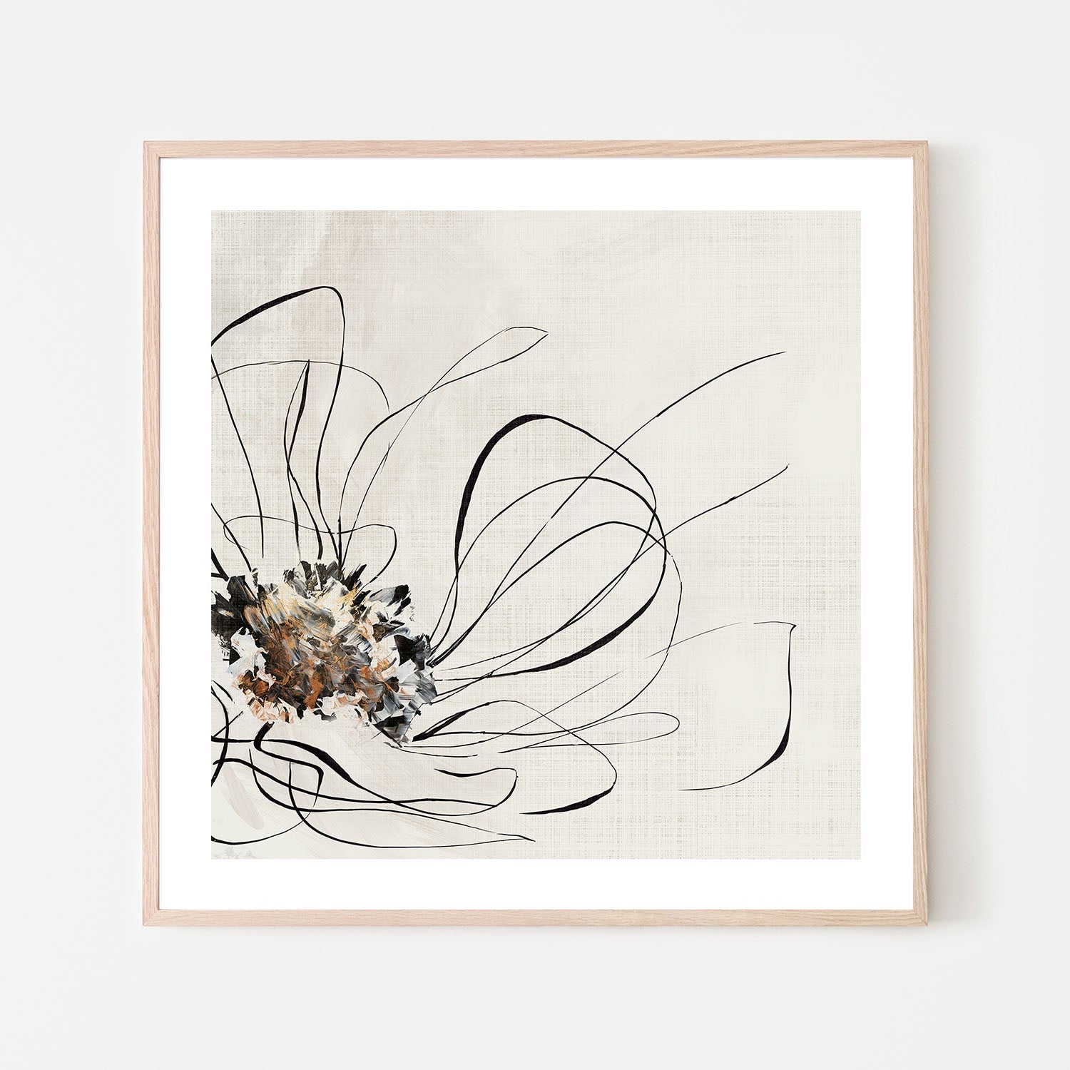 wall-art-print-canvas-poster-framed-Golden Flower Lines, Style A , By Alex Black-6