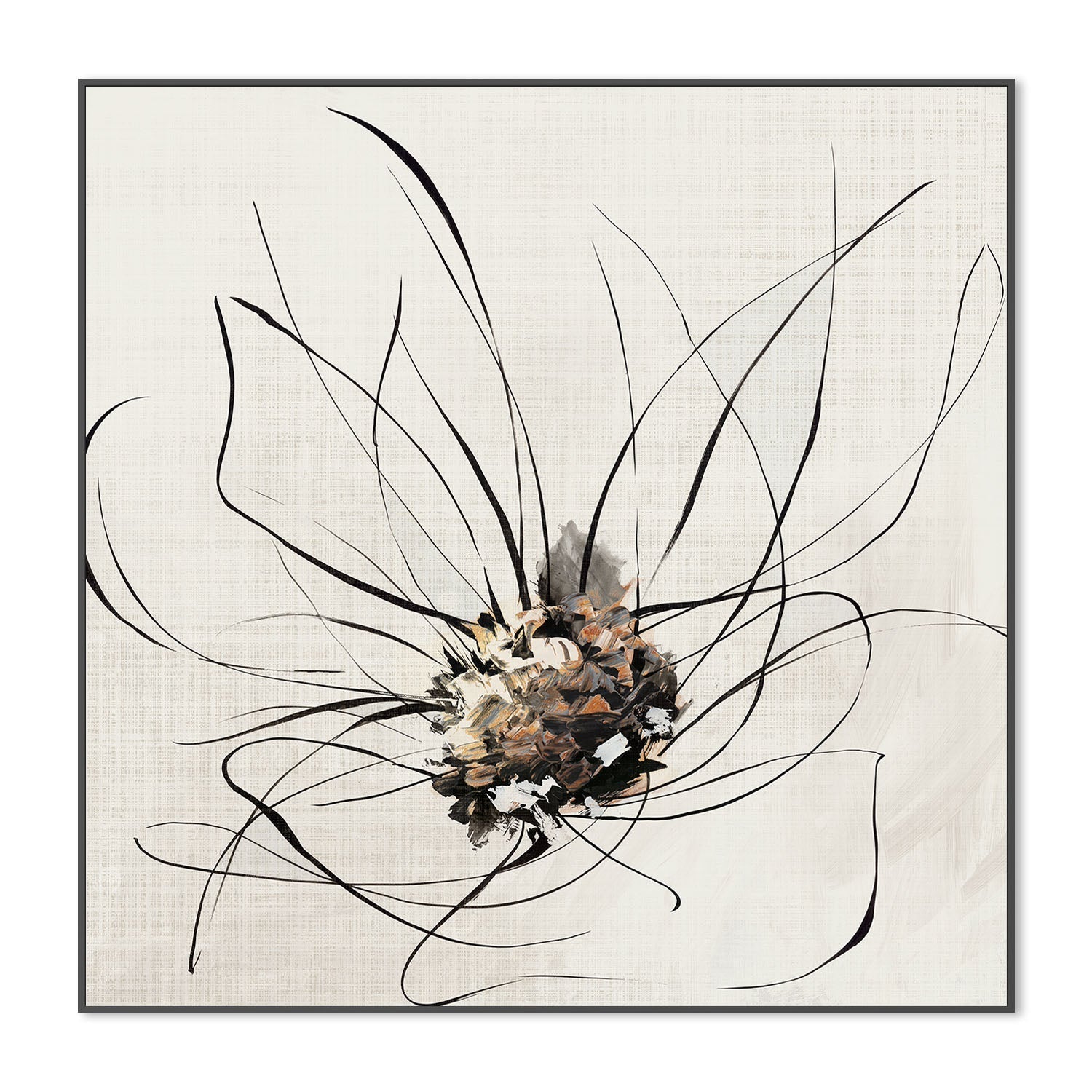 wall-art-print-canvas-poster-framed-Golden Flower Lines, Style B , By Alex Black-3