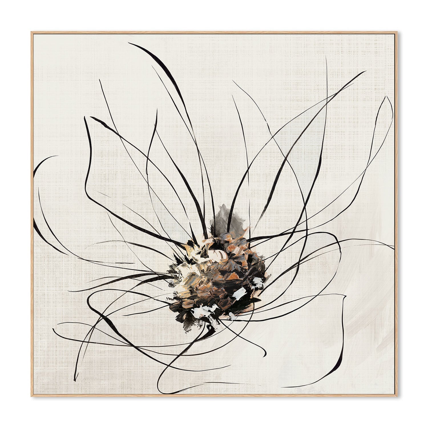 wall-art-print-canvas-poster-framed-Golden Flower Lines, Style B , By Alex Black-4