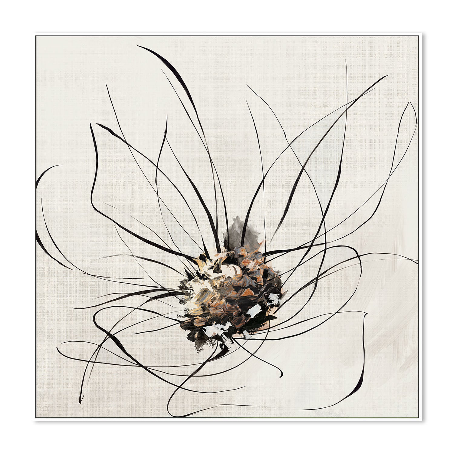 wall-art-print-canvas-poster-framed-Golden Flower Lines, Style B , By Alex Black-5