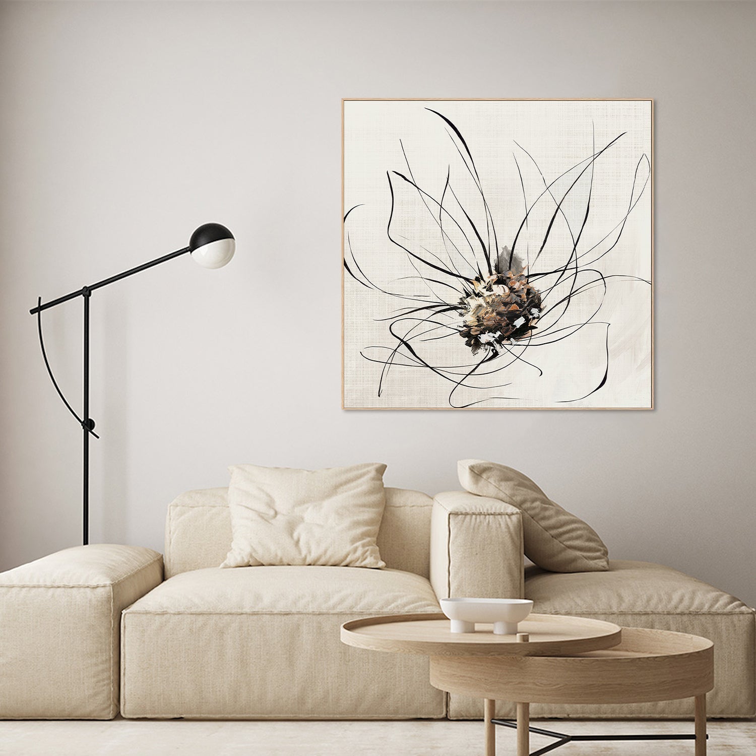 wall-art-print-canvas-poster-framed-Golden Flower Lines, Style B , By Alex Black-7