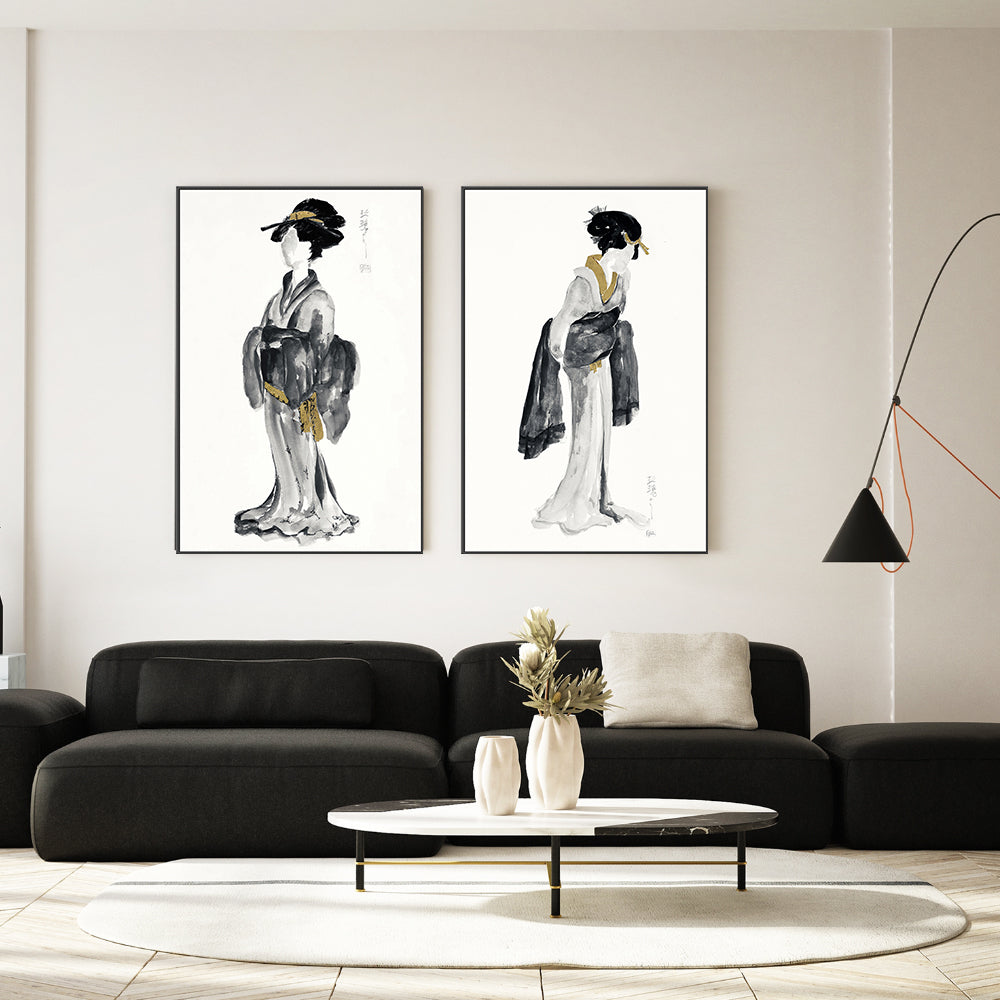 wall-art-print-canvas-poster-framed-Golden Geisha, Style A & B, Set Of 2 , By Chris Paschke-GIOIA-WALL-ART