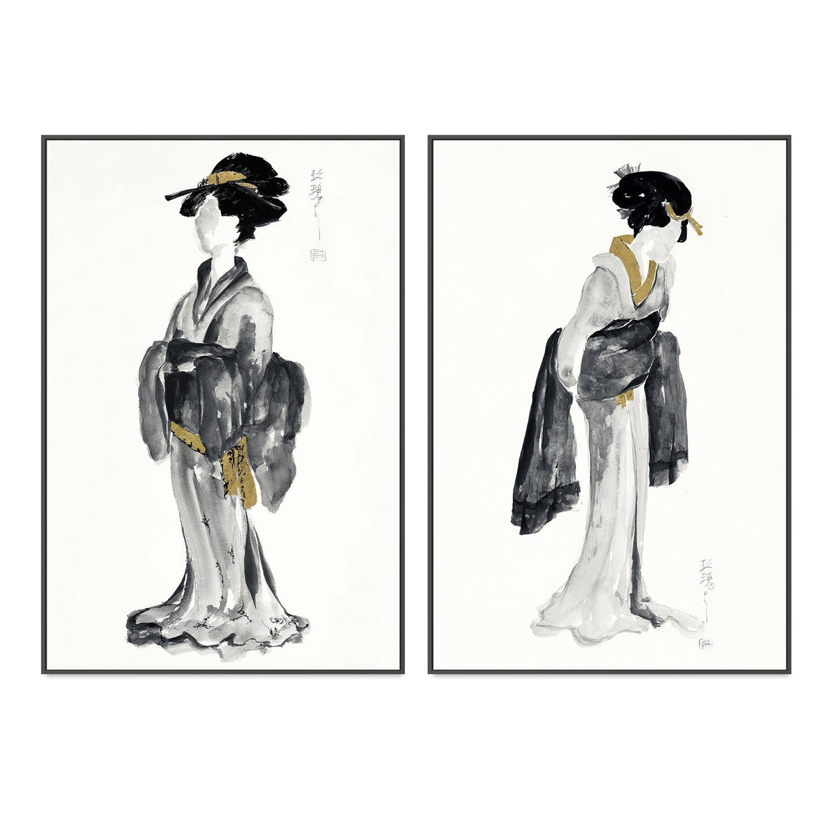 wall-art-print-canvas-poster-framed-Golden Geisha, Style A & B, Set Of 2 , By Chris Paschke-GIOIA-WALL-ART