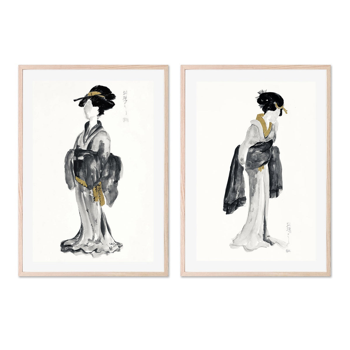 wall-art-print-canvas-poster-framed-Golden Geisha, Style A & B, Set Of 2 , By Chris Paschke-GIOIA-WALL-ART