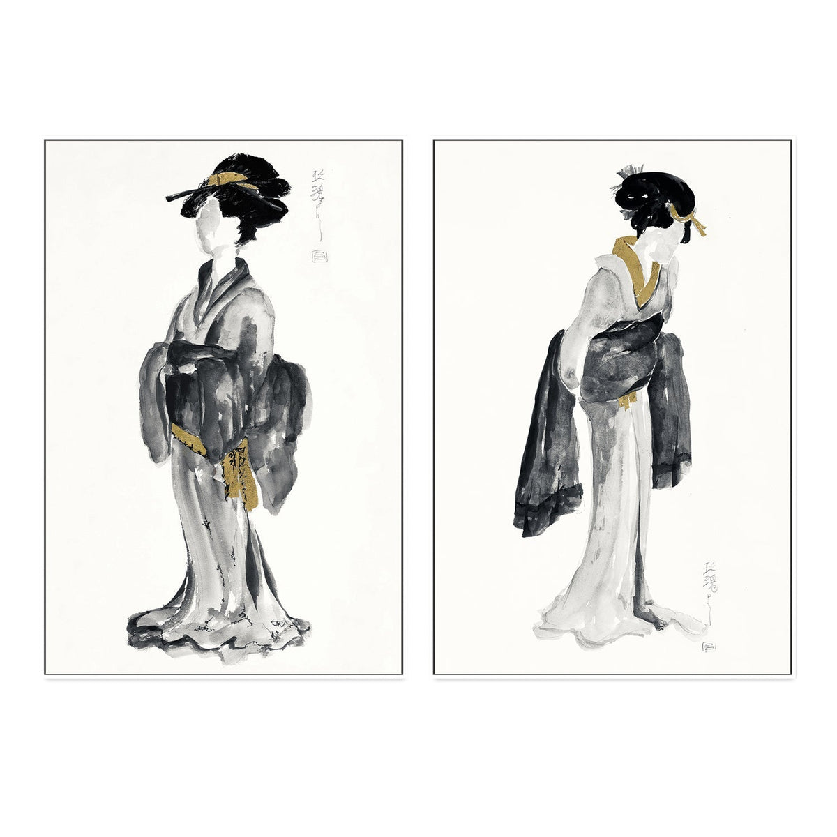 wall-art-print-canvas-poster-framed-Golden Geisha, Style A & B, Set Of 2 , By Chris Paschke-GIOIA-WALL-ART