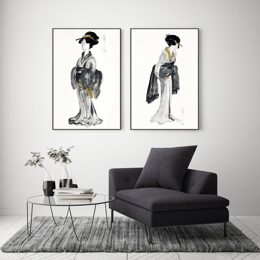 wall-art-print-canvas-poster-framed-Golden Geisha, Style A & B, Set Of 2 , By Chris Paschke-GIOIA-WALL-ART