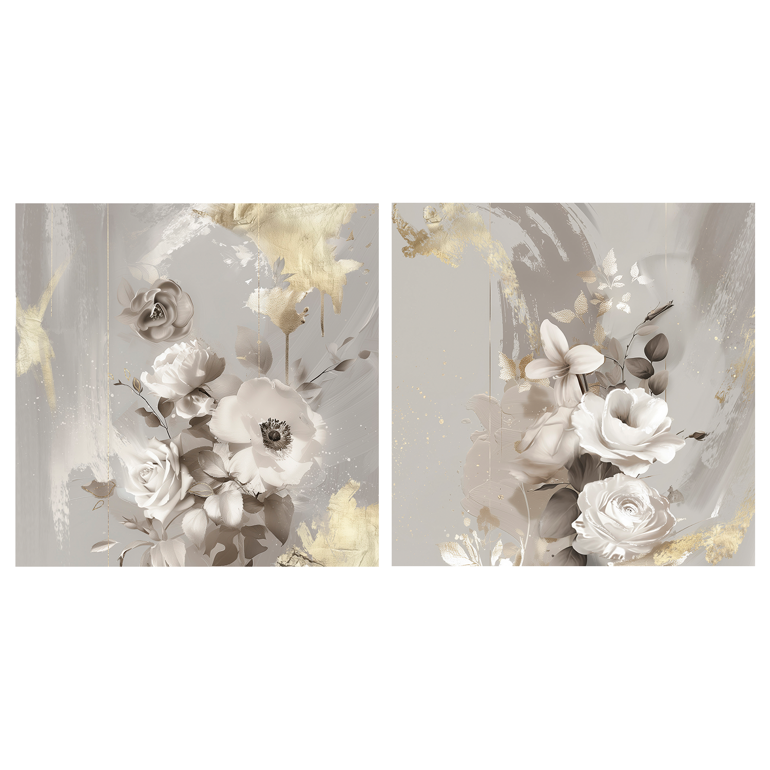 wall-art-print-canvas-poster-framed-Goldleaf Bloom, Style A & B, Set Of 2 , By Bella Eve-1