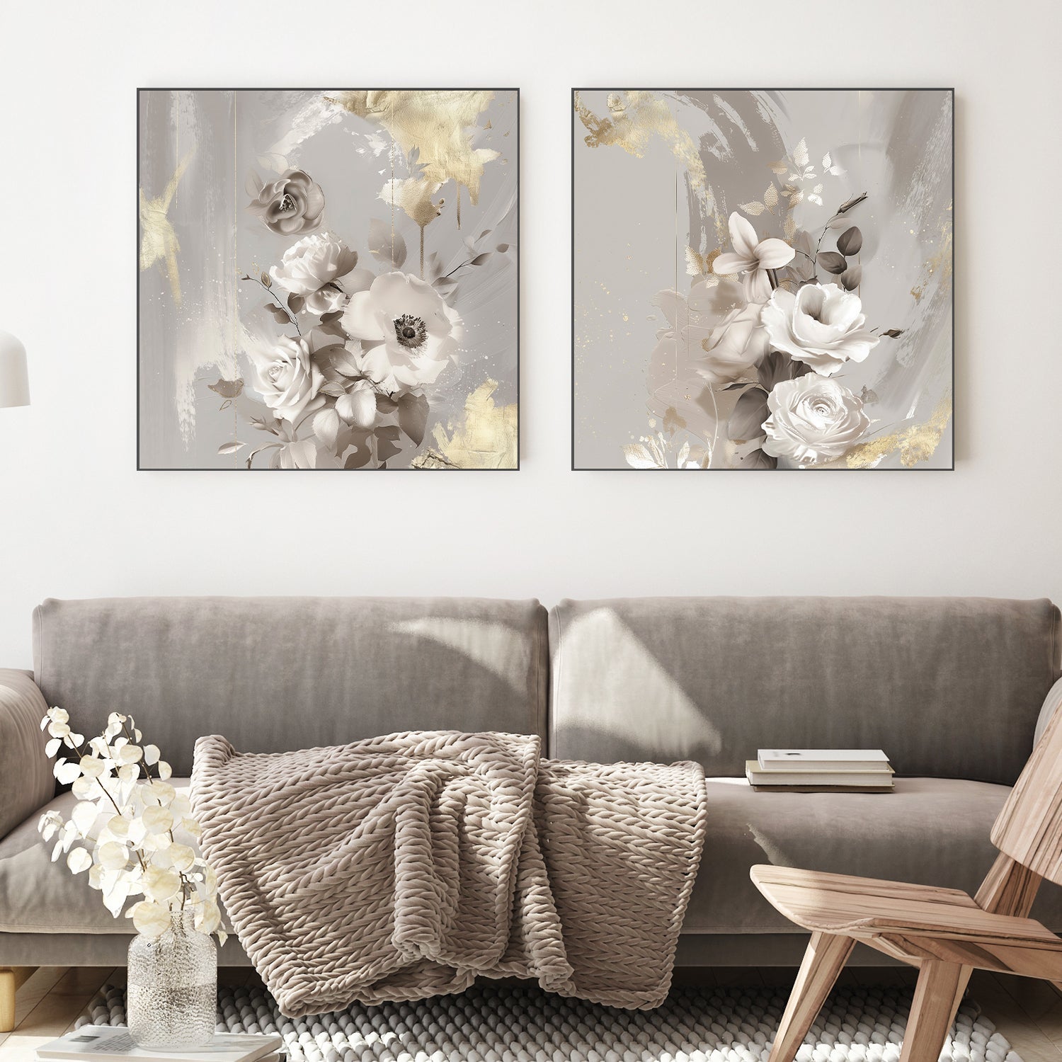 wall-art-print-canvas-poster-framed-Goldleaf Bloom, Style A & B, Set Of 2 , By Bella Eve-2