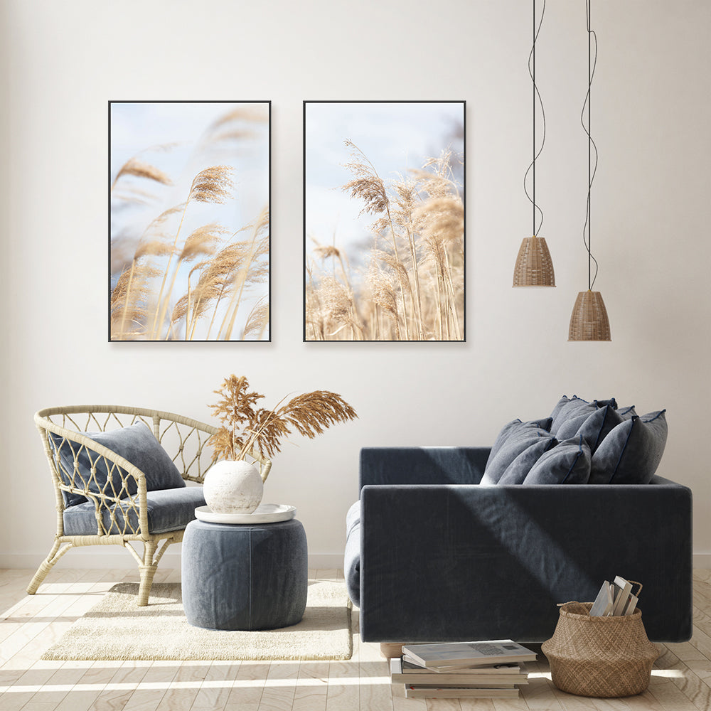 wall-art-print-canvas-poster-framed-Grass Reed And Sky, Set Of 2-by-Plus X Studio-Gioia Wall Art