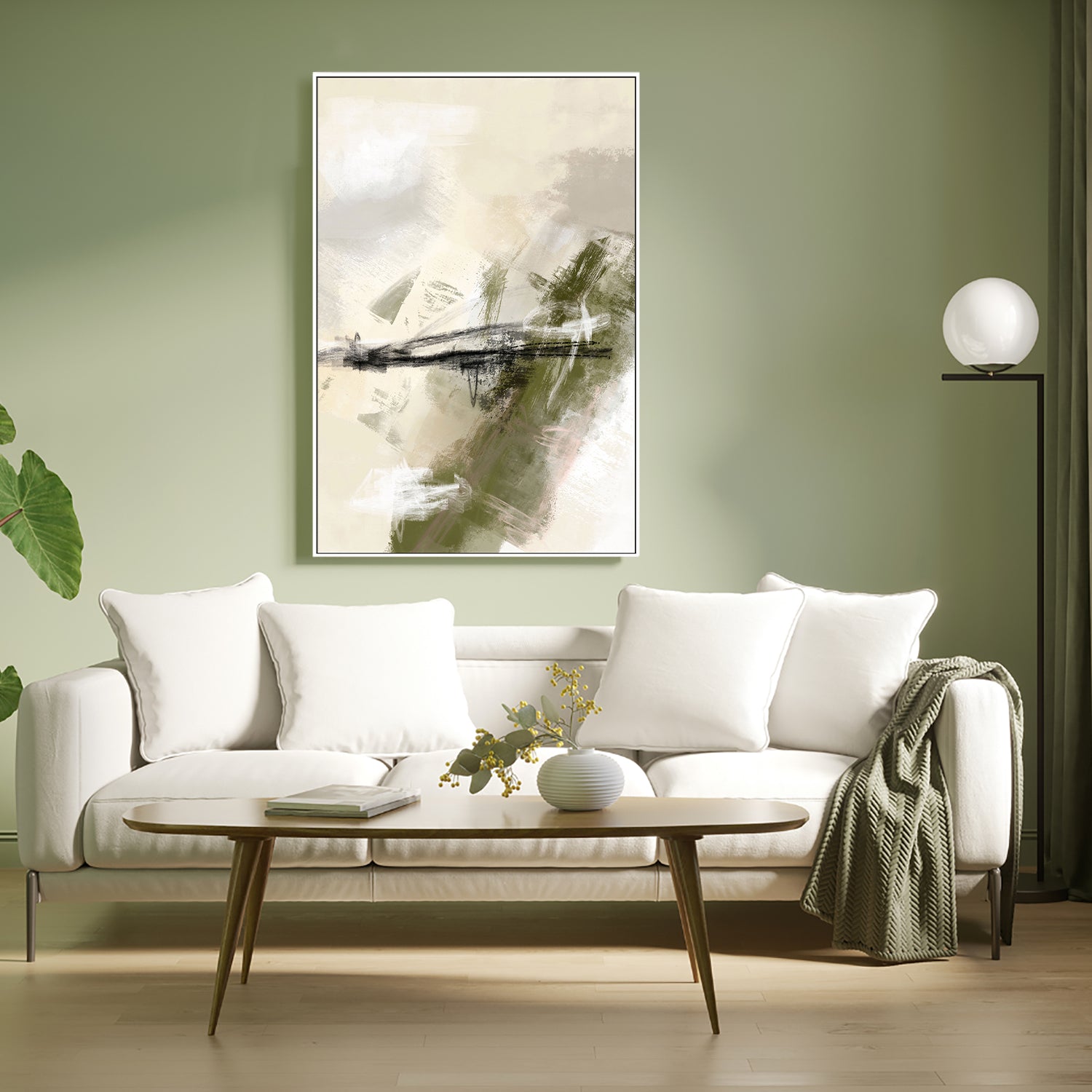 wall-art-print-canvas-poster-framed-Green And Beige, Style B , By Karine Tonial Grimm-7
