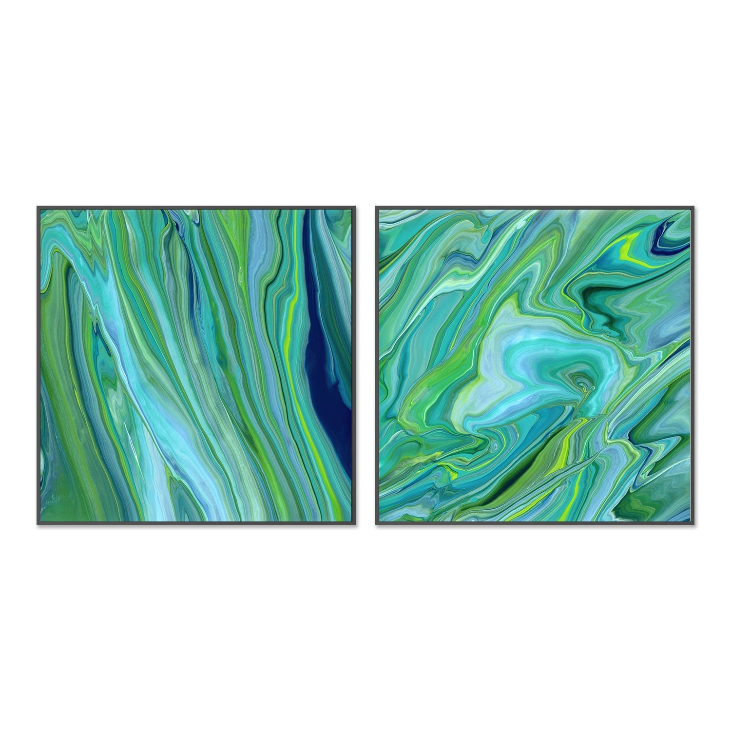 wall-art-print-canvas-poster-framed-Green Blue Marble , Style A & B, Set Of 2 , By Cathy Anderson , By Cathy Anderson-3