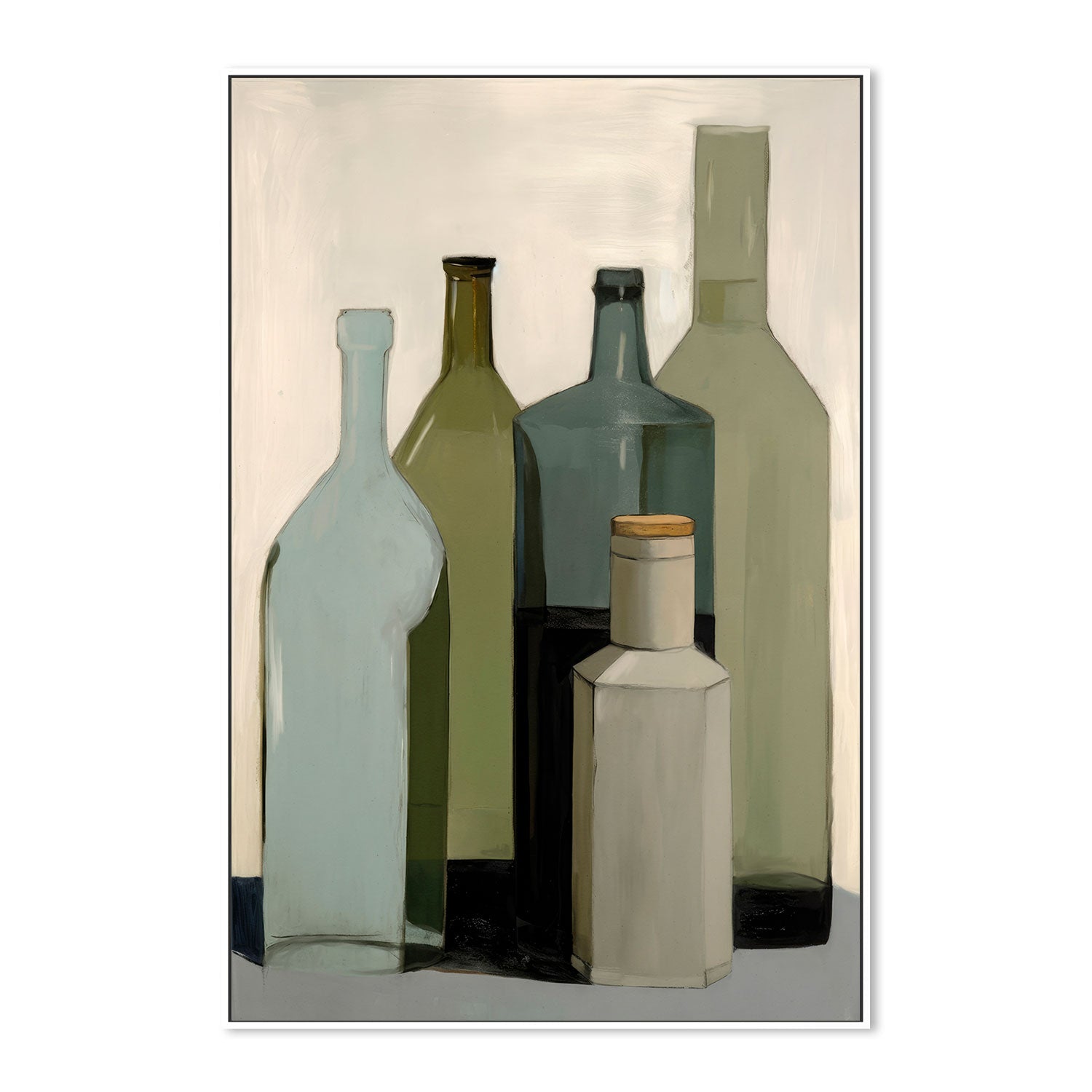 wall-art-print-canvas-poster-framed-Green Bottles , By Treechild-GIOIA-WALL-ART