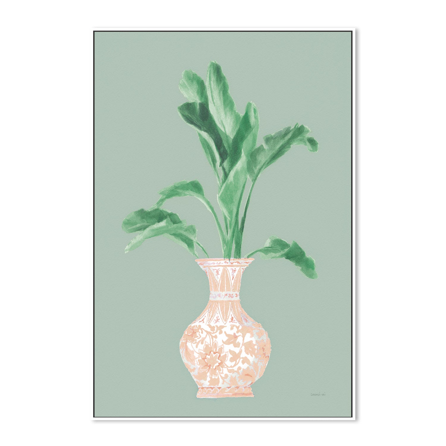 wall-art-print-canvas-poster-framed-Green Chinoiserie, Style C , By Danhui Nai-GIOIA-WALL-ART