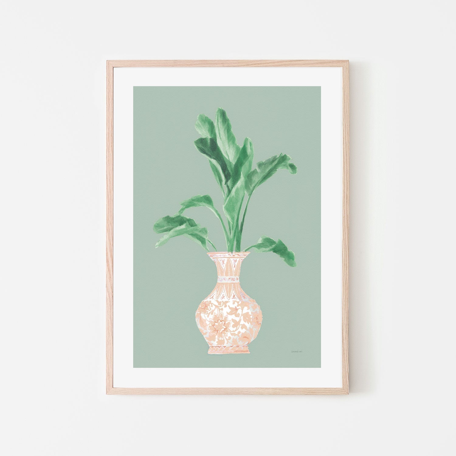 wall-art-print-canvas-poster-framed-Green Chinoiserie, Style C , By Danhui Nai-GIOIA-WALL-ART