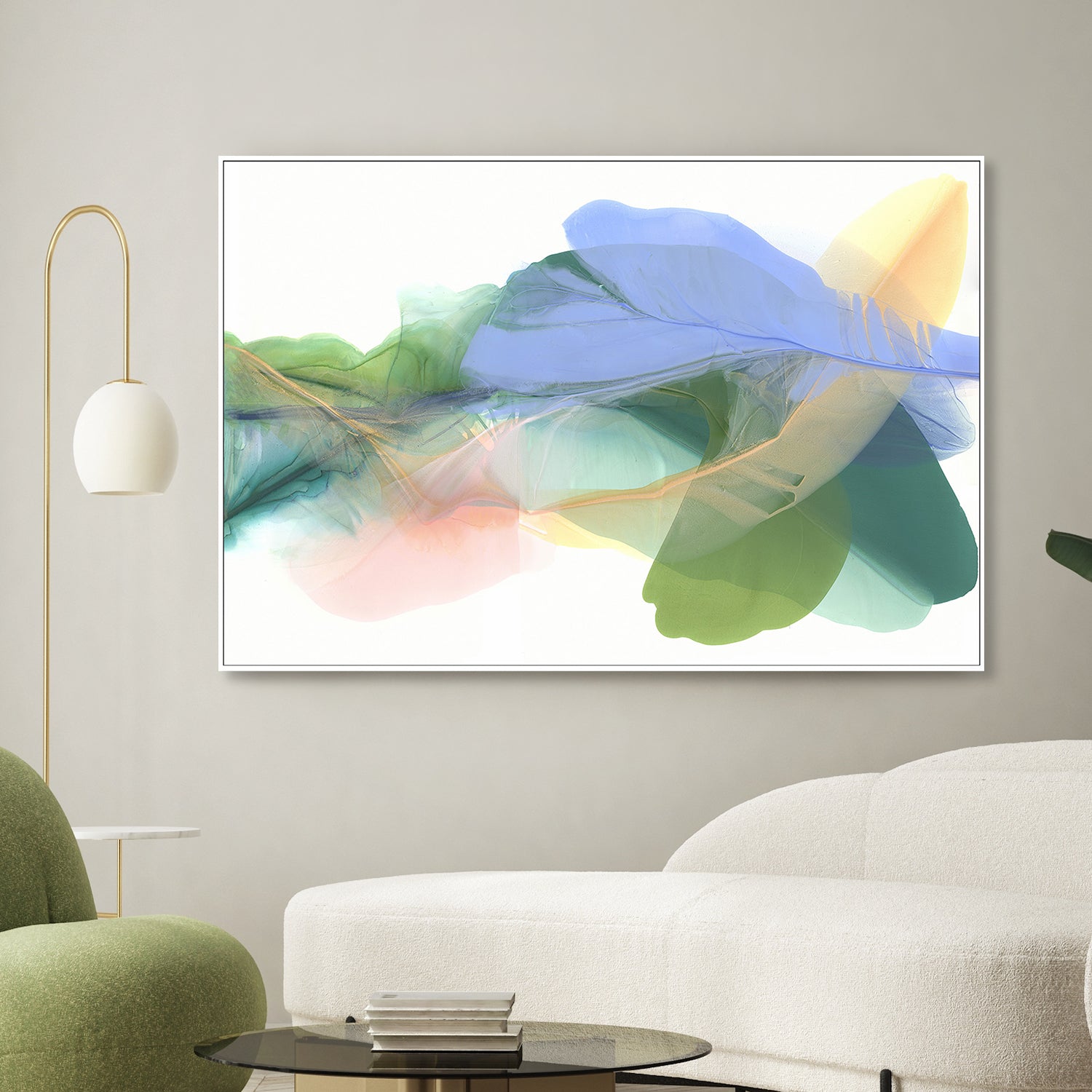wall-art-print-canvas-poster-framed-Green Feathers-2