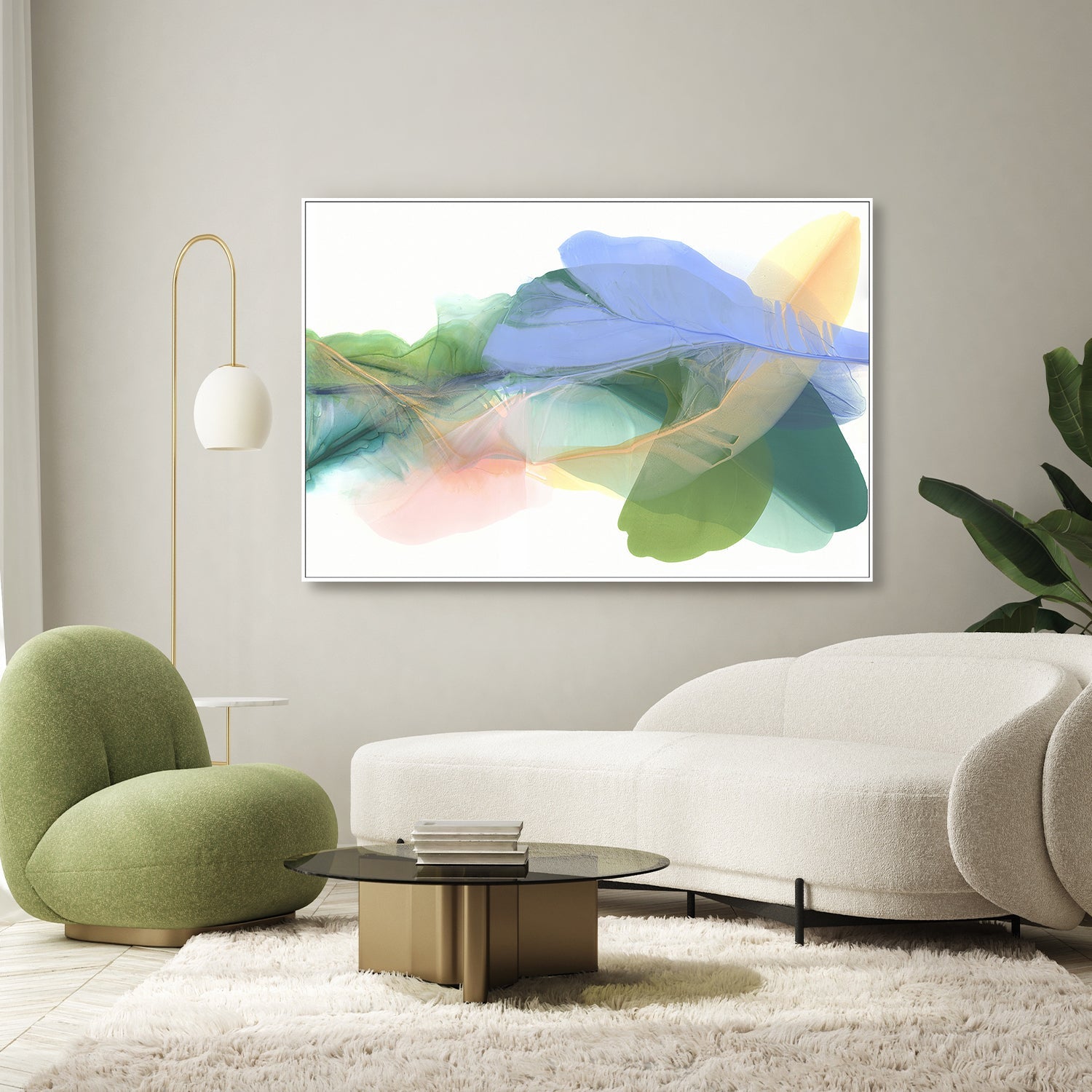 wall-art-print-canvas-poster-framed-Green Feathers-7