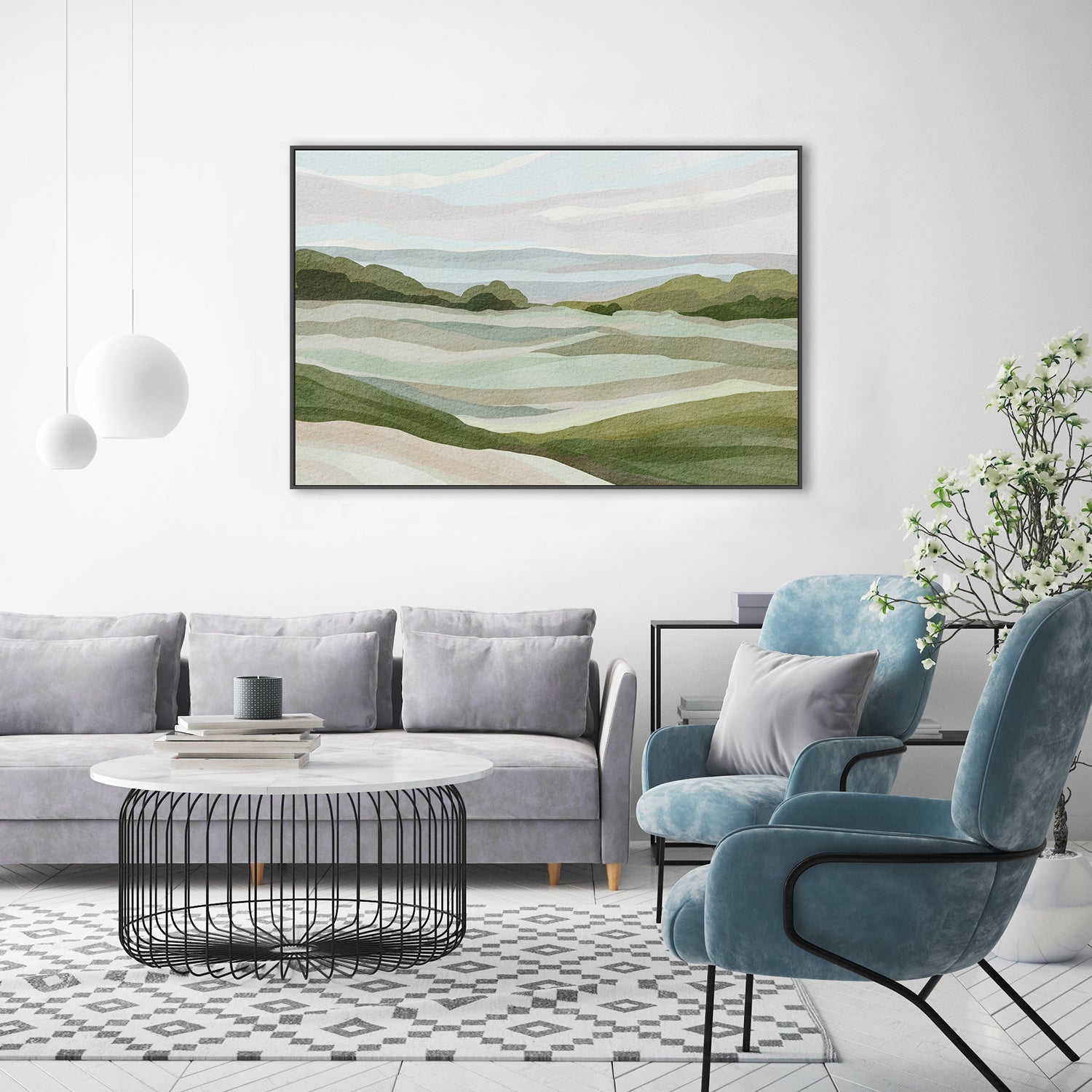 wall-art-print-canvas-poster-framed-Green Hill View , By Nikita Jariwala-7