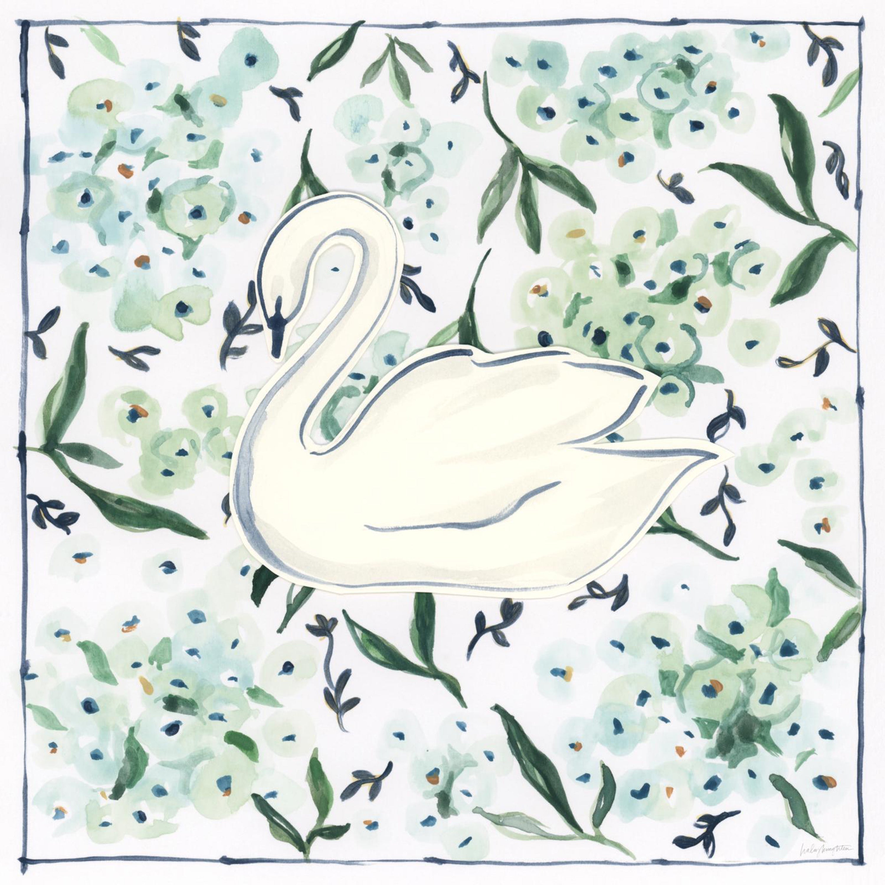 wall-art-print-canvas-poster-framed-Green Hydrangea Swan-1