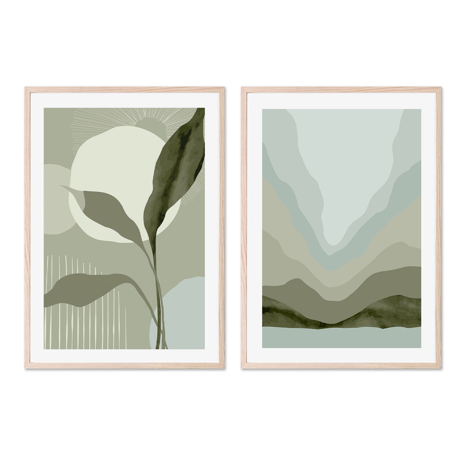 wall-art-print-canvas-poster-framed-Green Parade, Style C & D, Set Of 2-GIOIA-WALL-ART
