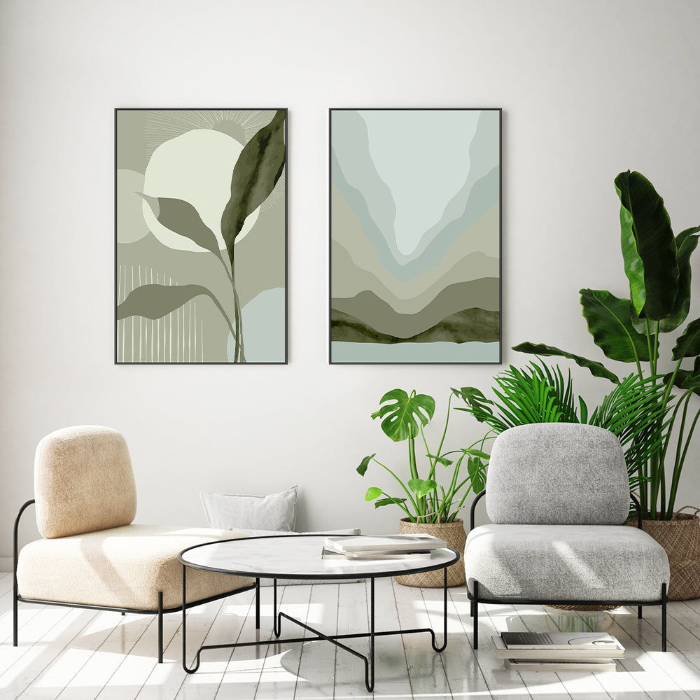 wall-art-print-canvas-poster-framed-Green Parade, Style C & D, Set Of 2-GIOIA-WALL-ART
