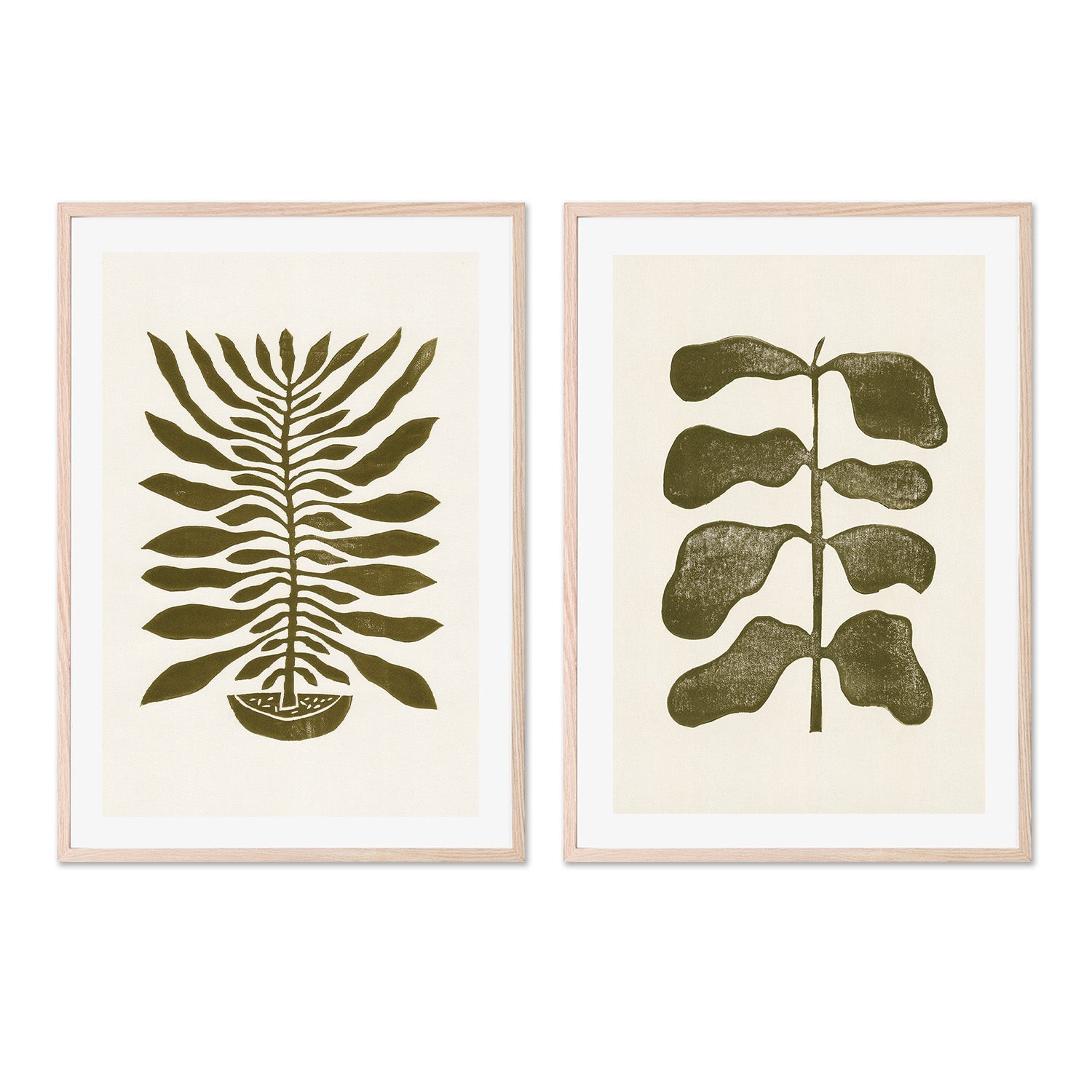 wall-art-print-canvas-poster-framed-Green Plants, Set of 2-6