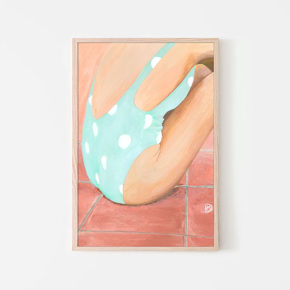 wall-art-print-canvas-poster-framed-Green Polka Dot Swimsuit-6