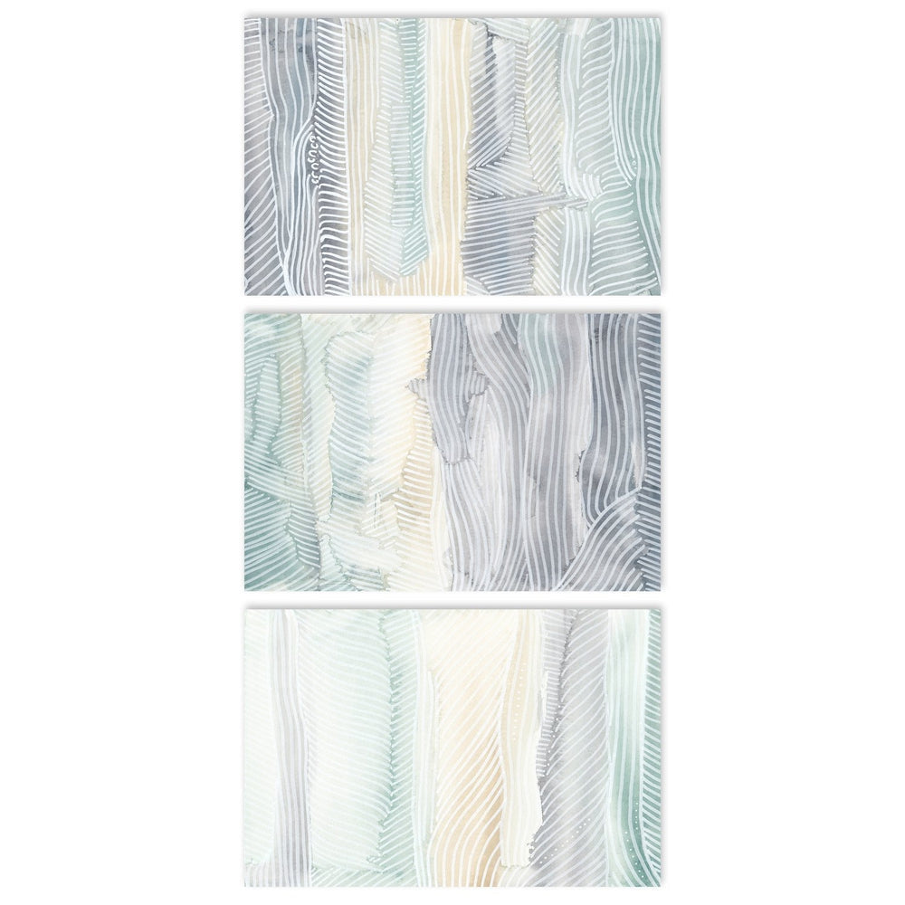 wall-art-print-canvas-poster-framed-Green, Yellow And Blue Abstract, Set Of 3-by-Emily Wood-Gioia Wall Art