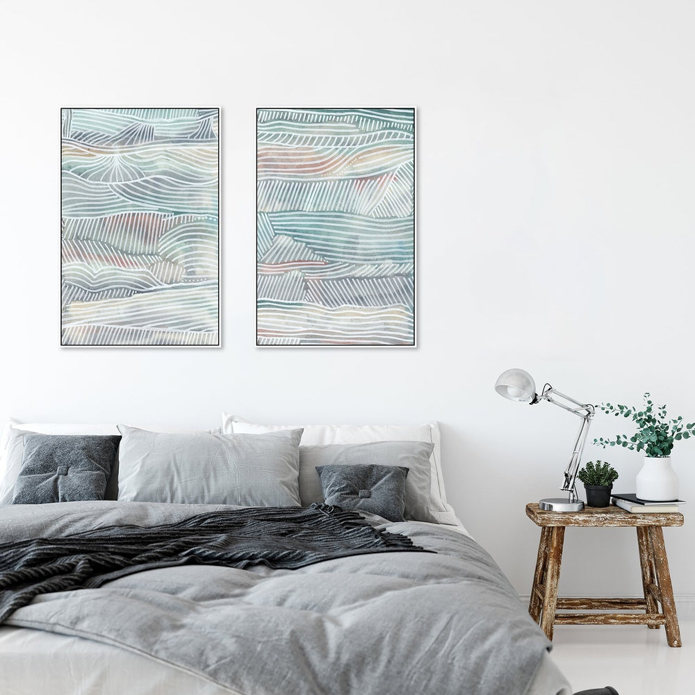 wall-art-print-canvas-poster-framed-Green, Yellow And Blue Abstract, Style B, Set Of 2-by-Emily Wood-Gioia Wall Art