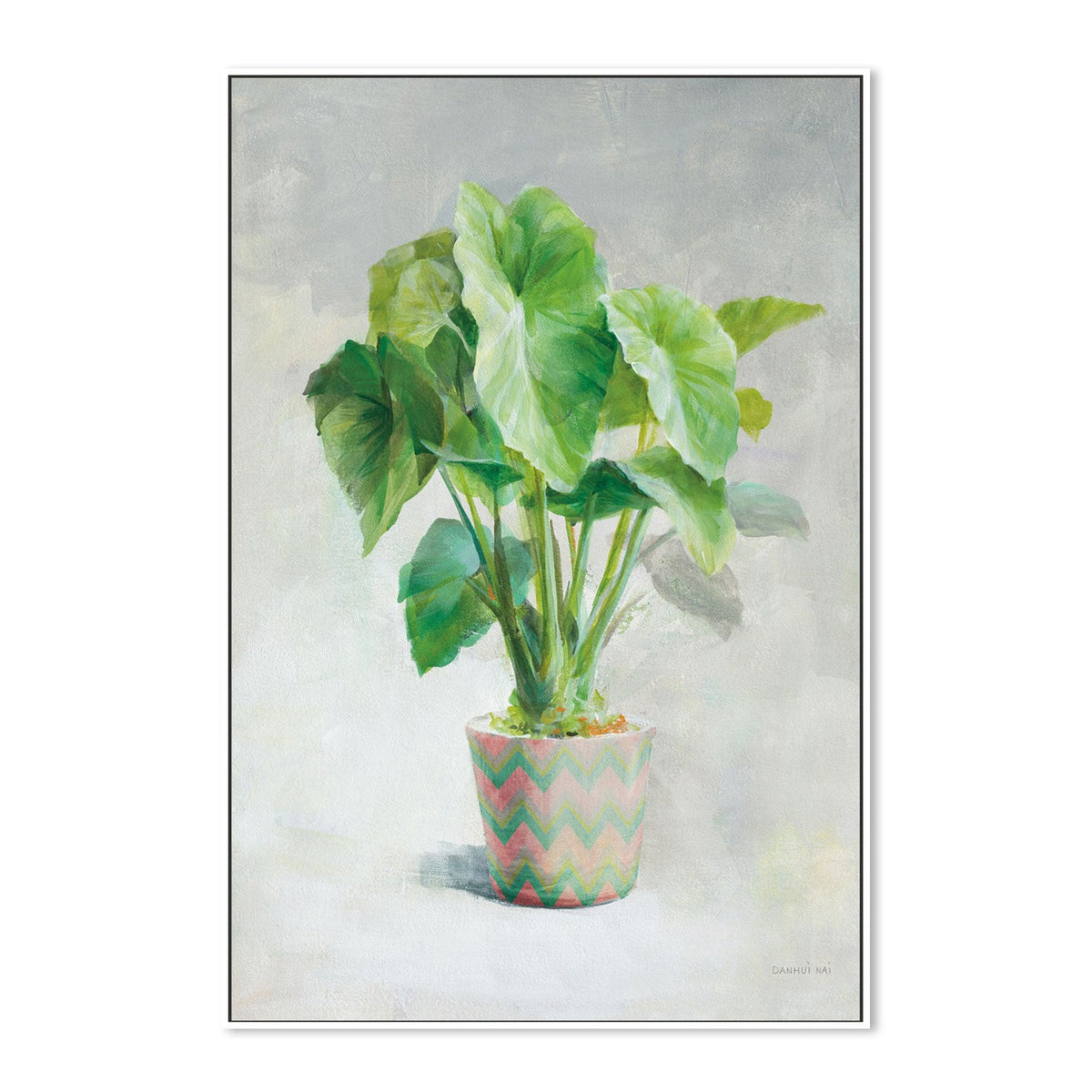 wall-art-print-canvas-poster-framed-Greenhouse Palm Chevron Pot, Style A-by-Danhui Nai-Gioia Wall Art